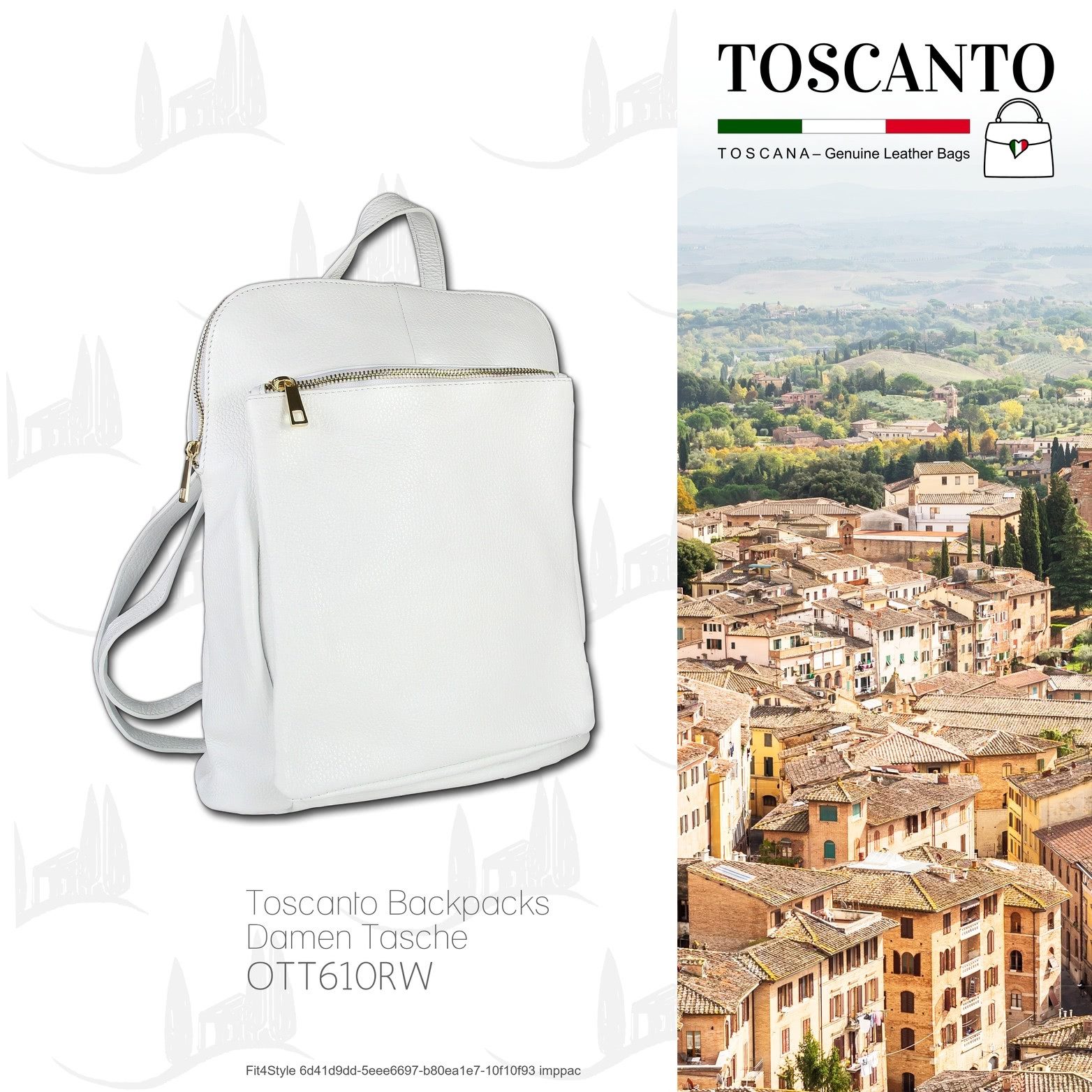 Toscanto Cityrucksack Toscanto Cityrucksack Freizeit (Cityrucksack), Damen Tasche Echtes Leder weiß, Made-In Italy