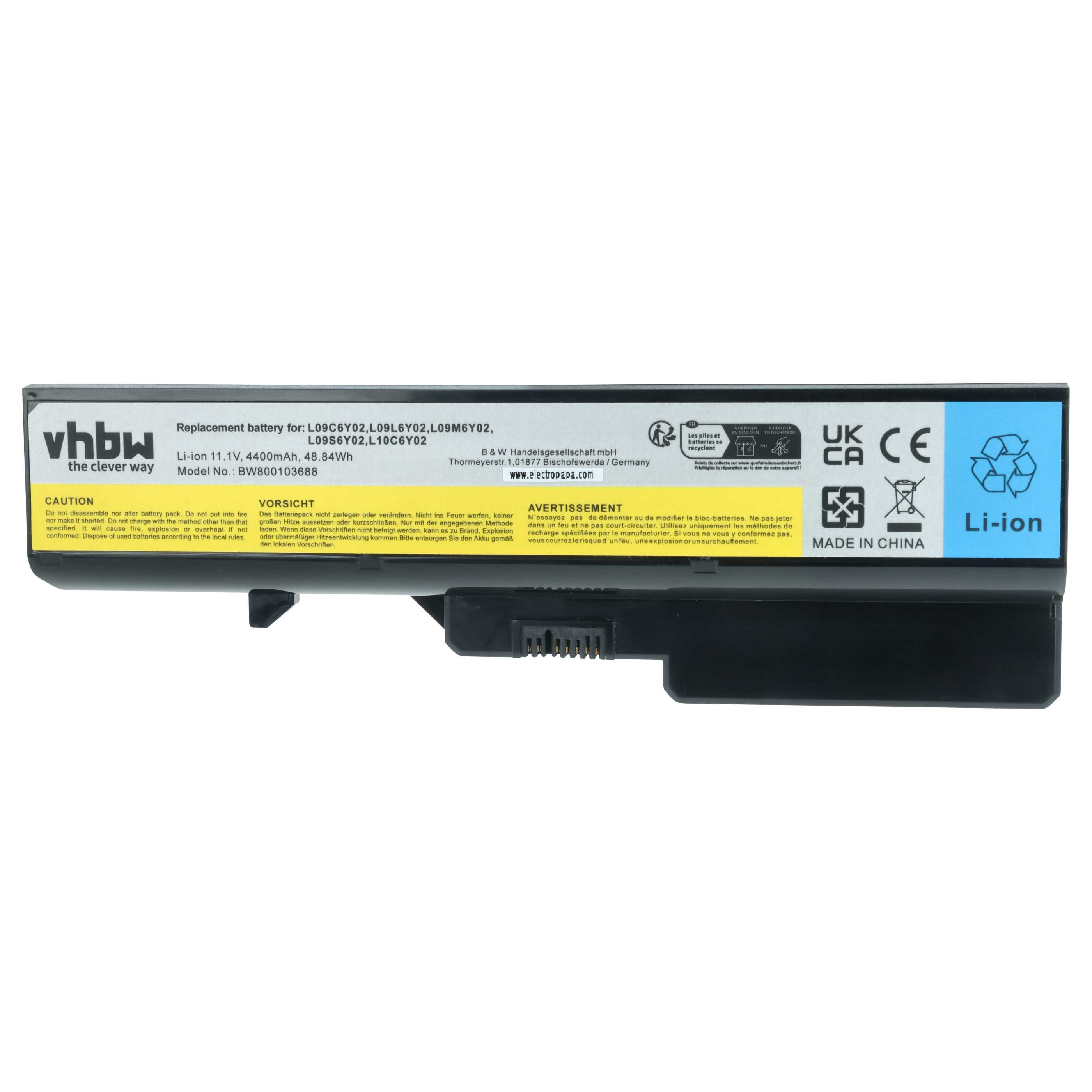 vhbw Akku Ersatz für IBM / Lenovo L09N6Y02, L10C6Y02, L09S6Y02, L10P6F21, Laptop-Akku Akku Li-Ion 4400 mAh (11,1 V, 1 St), Leistungsfähiger Austausch-Akku für Notebook, Wiederaufladbar, Jede