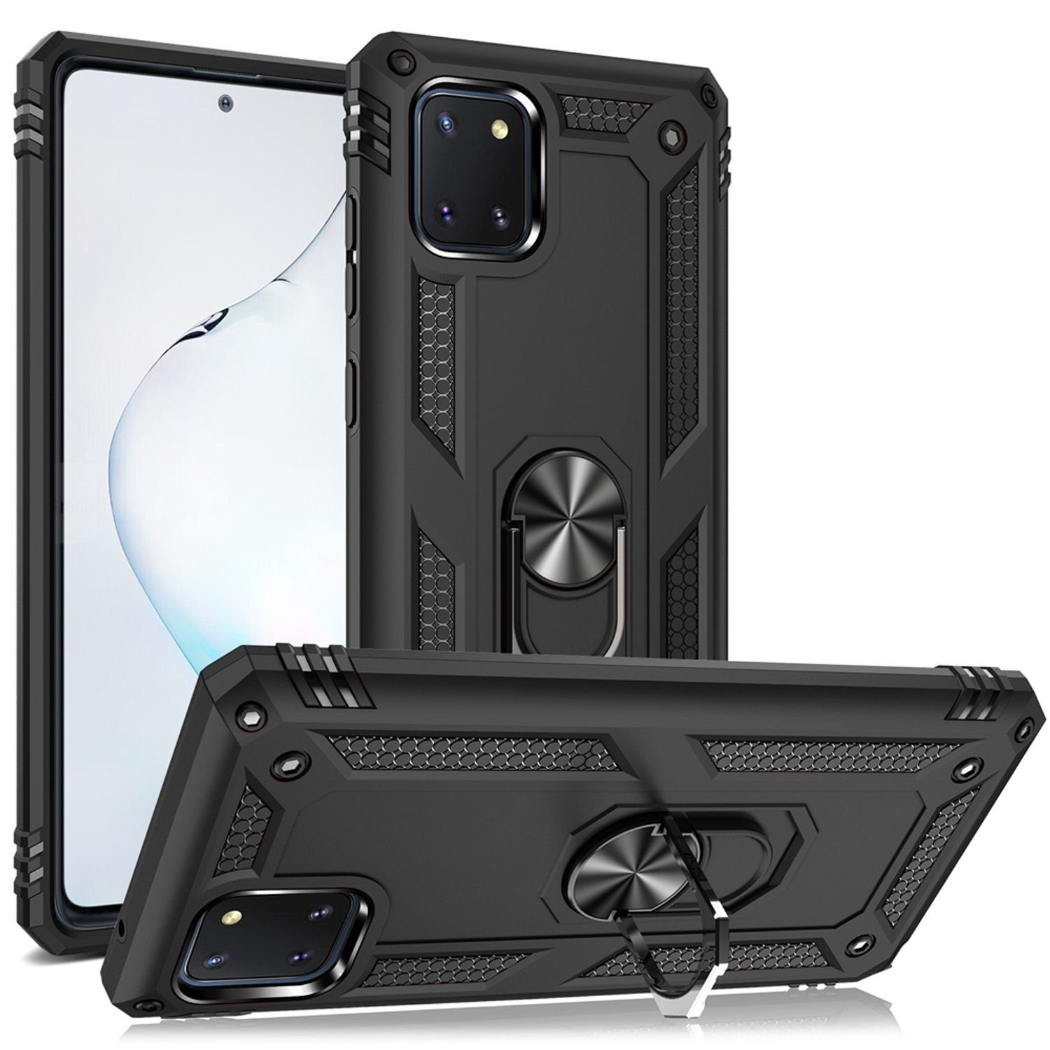 Nalia Smartphone-Hülle Samsung Galaxy Note 10 Lite, Stoßfeste Military-Style Ring Hülle / Extrem Schützend / Outdoor Case