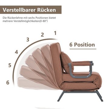 Merax Relaxsessel, 3-in-1 Funktion mit Kissen, Schlafsessel mit 6 Positionen, Holzbeine