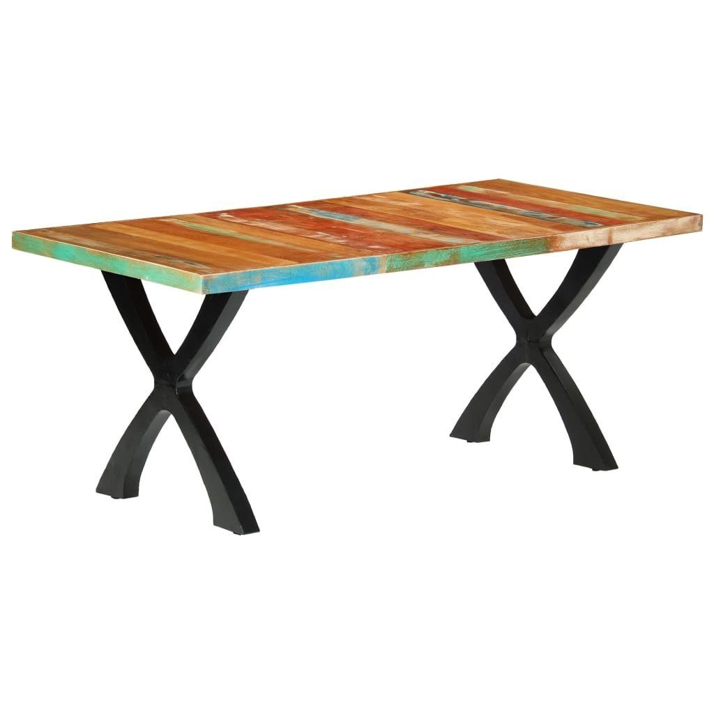 möbelando Esstisch Hummeltal (L/B/H: 180x90x76 cm), aus Echtholz in Mehrfarbige Tischplatte + schwarze Beine