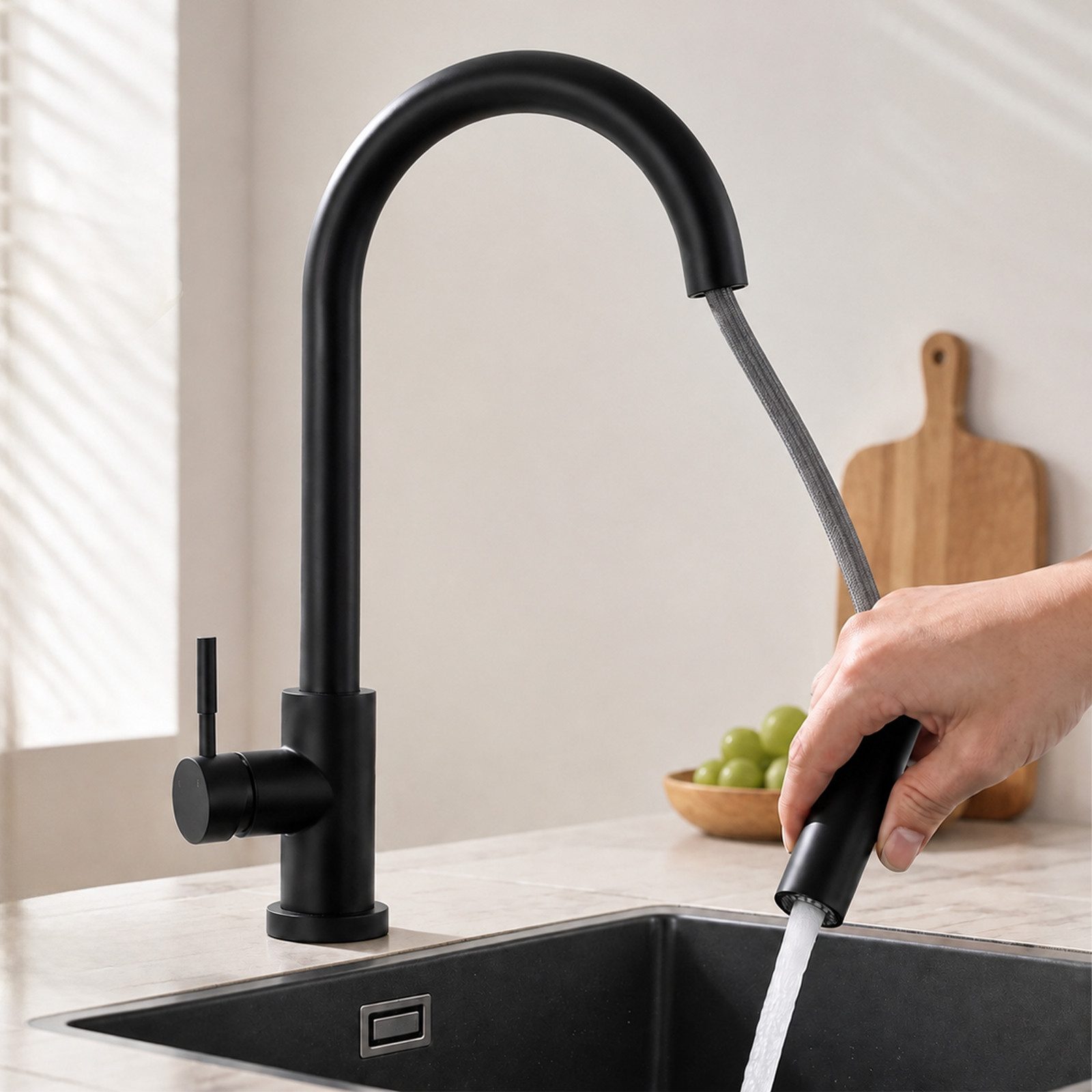 Nettlife Küchenarmatur Ausziehbar Schwarz/Silber Wasserhahn Küche Brause 2-in-1 Brausekopf (1-St) Edelstahl Mischbatterie Spüle 360° Drehbar mit 2 Strahlarten