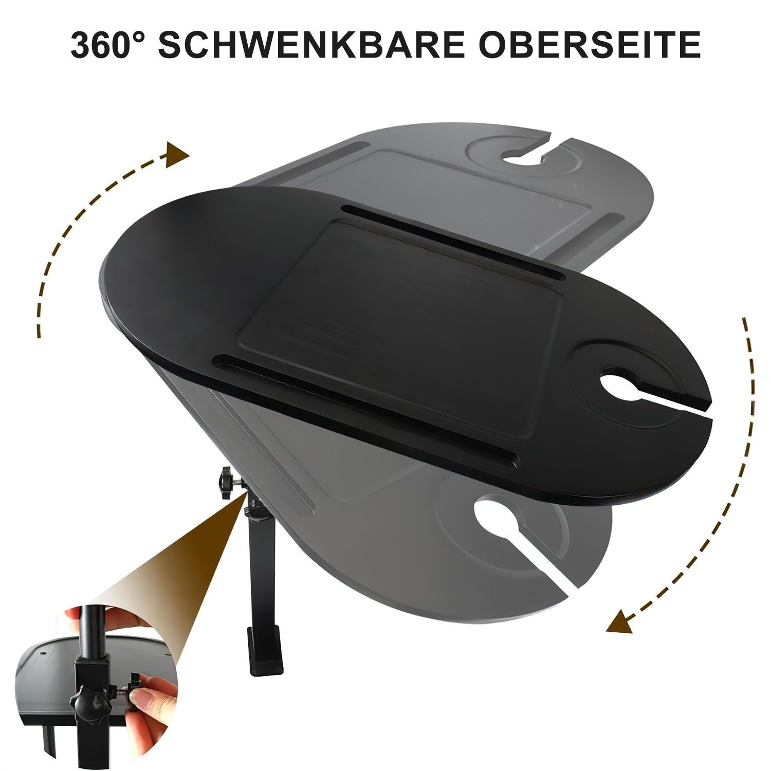 HEYHIPPO Duschregal Dreischichtiges Bambus-Lagerregal über dem Badewannen-Beistelltisch, Beistelltisch höhenverstellbar 45~76 cm, drehbare Tischplatte 44×22 cm, – Bild 5 von 5