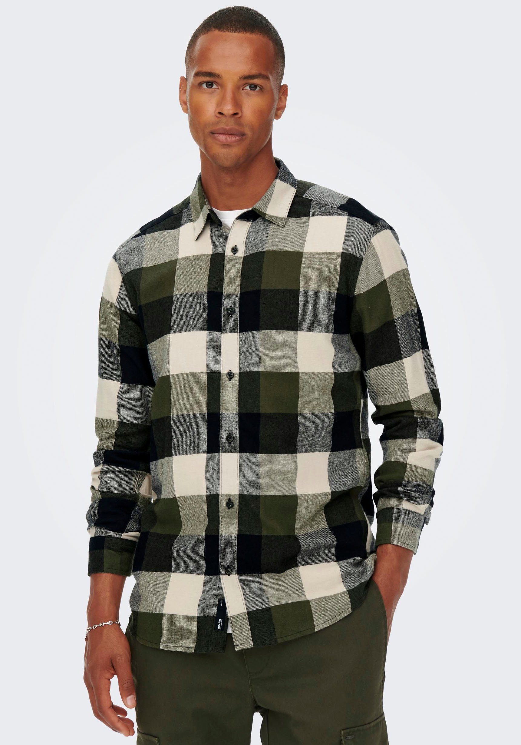 ONLY & SONS Karohemd GUDMUND LIFE LS 3T CHECK SHIRT mit abgerundetem Saum