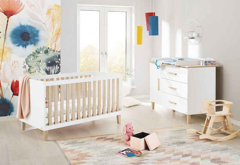 Pinolino® Babymöbel-Set »Lumi«, (Spar-Set, 2-St., Gitterbett, Wickelkommode), extrabreit; Made in Europe; mit Kinderbett und Wickelkommode