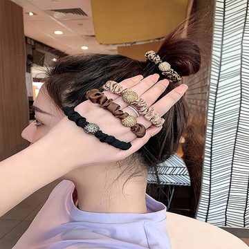 Fivejoy Haargummi Stirnband,Damen-Stirnband Strass,elastische Pferdeschwanz-Stirnband, 4-tlg., Schmuck für Mädchen mit dickem und dünnem Haar