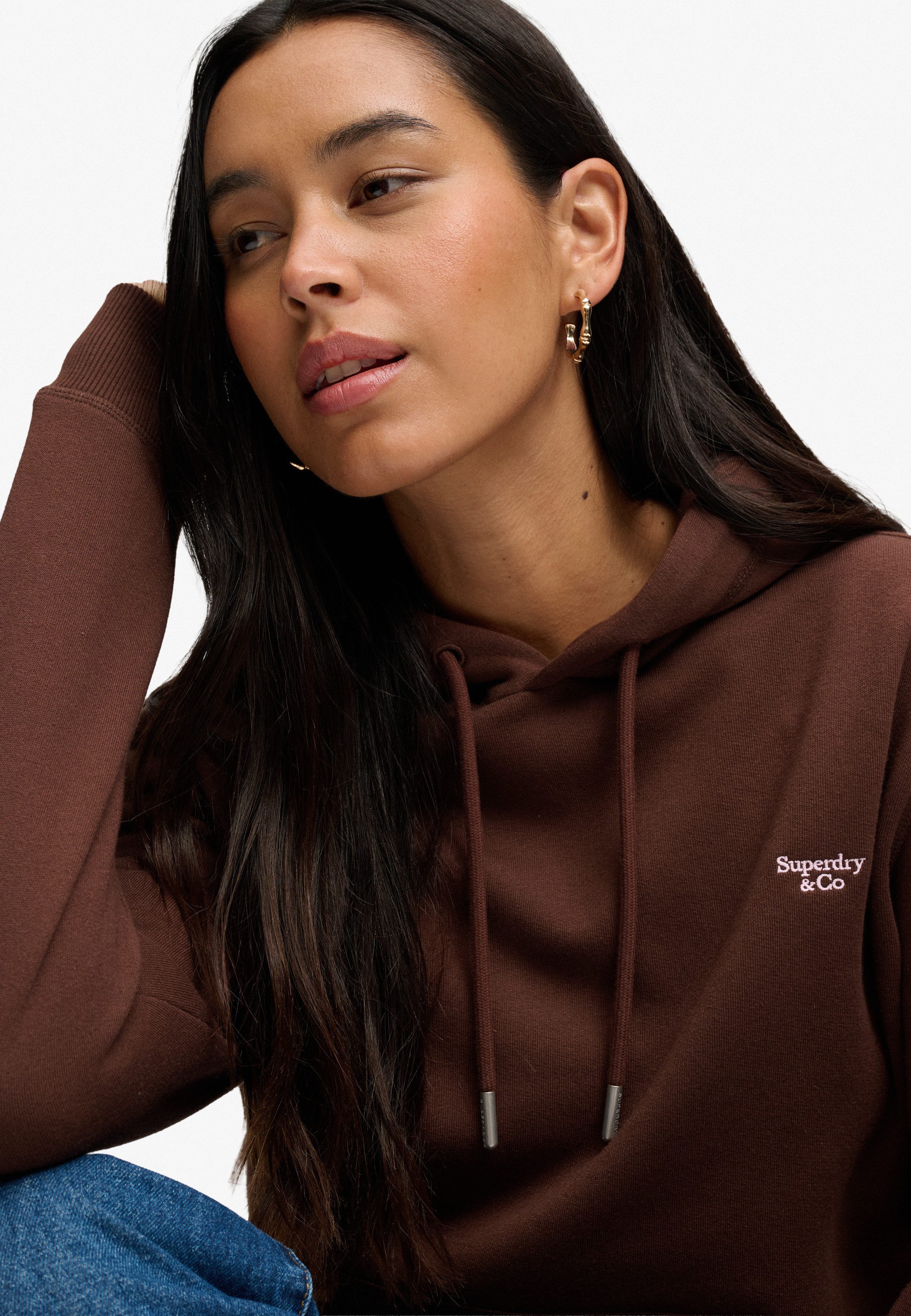 Superdry Kapuzensweatshirt SIGNATURE EMB HOOD Baumwollmischung, relaxed fit