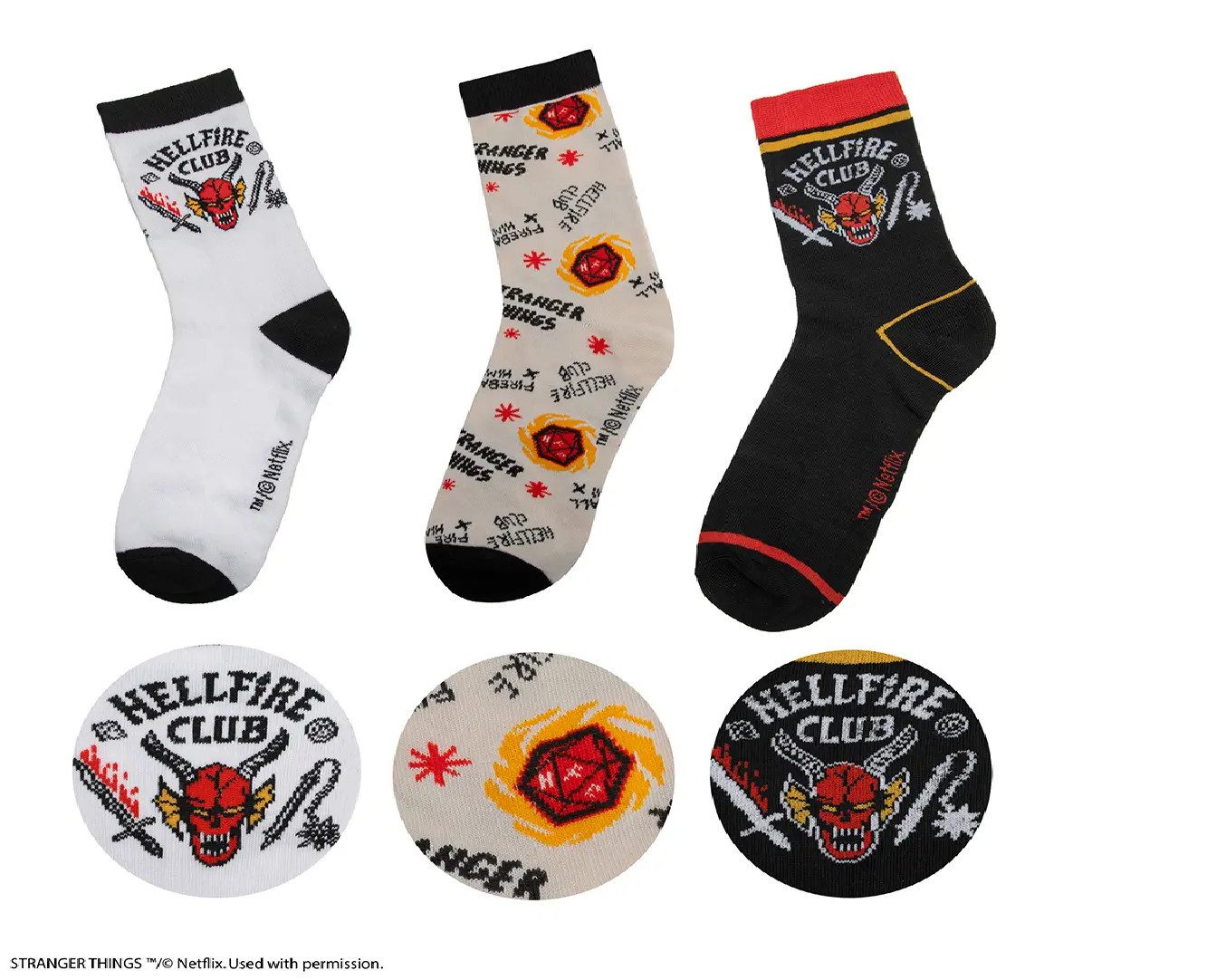 Cinereplicas Socken Set of 3 Socken Hellfire Club - Stranger Things (3-Paar)