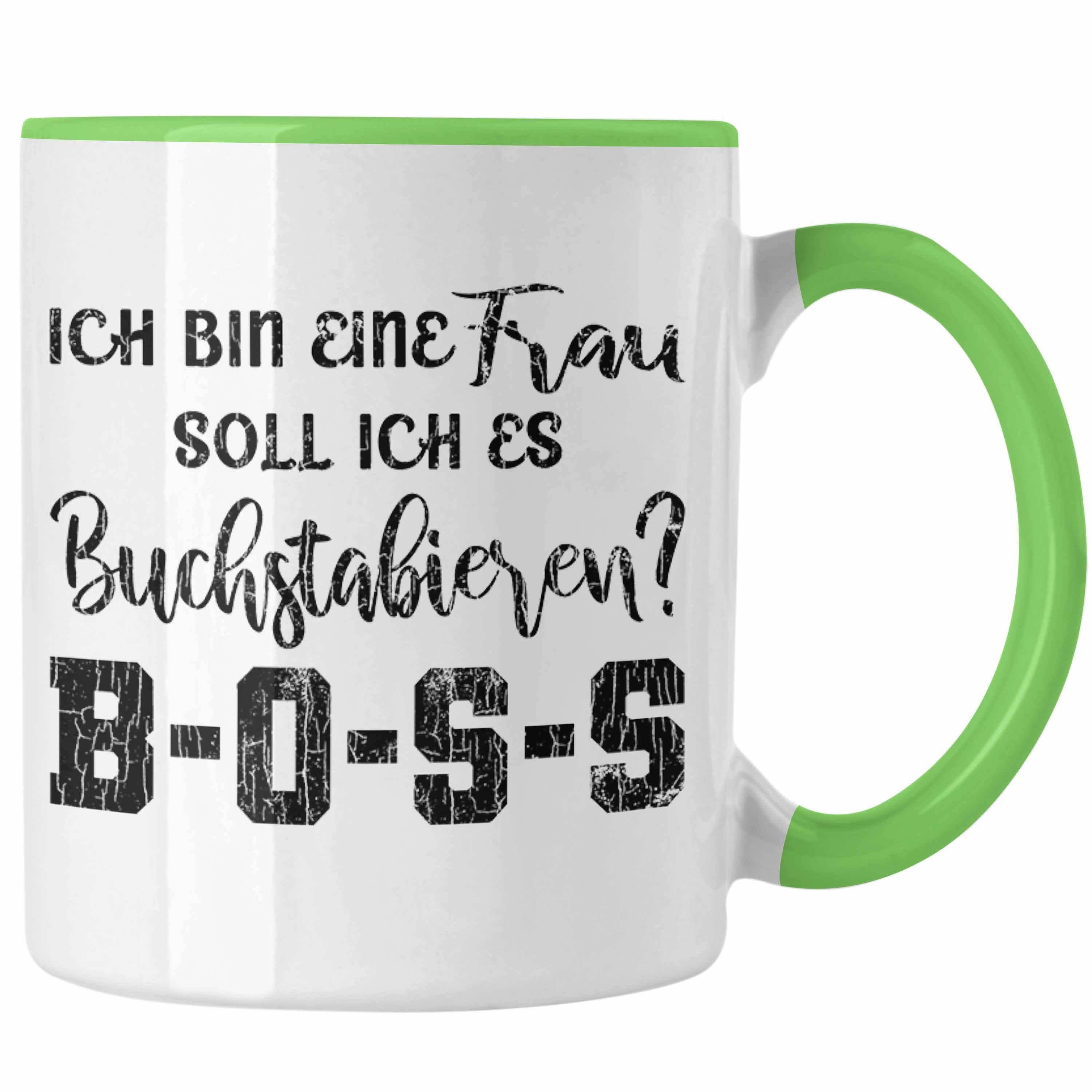 Trendation Tasse Trendation - Kaffeetasse mit Spruch Frauen Geschenk Frau Lustige Sprüche Boss Spruch Mama Tasse Grün