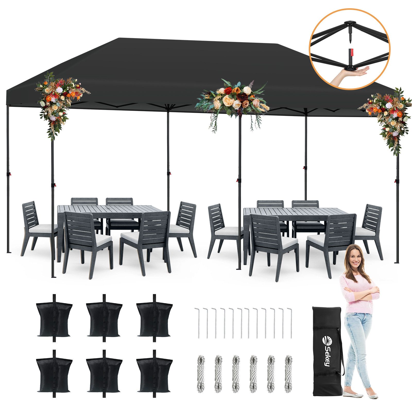 Sekey Faltpavillon Pavillon 3x6 Festzelt Gartenpavillon günstig online kaufen