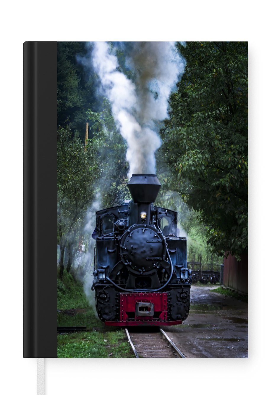 MuchoWow Notizbuch Eine Dampflokomotive in den grünen Wäldern, Journal, Merkzettel, Tagebuch, Notizheft, A5, 98 Seiten, Haushaltsbuch