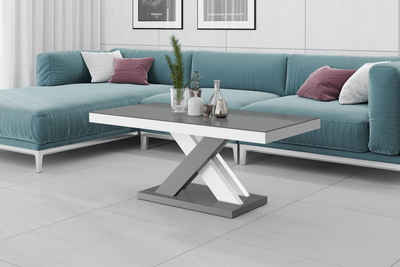 designimpex Couchtisch Design XLU-888 Grau / Weiß Hochglanz Tisch Wohnzimmertisch