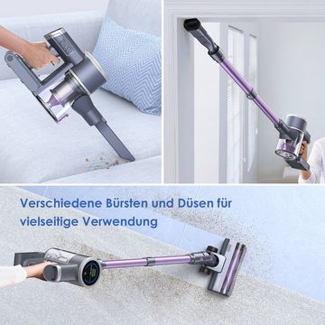 oyajia Akku-Stielstaubsauger kabellos 6in1 mit Ø10cm LED Touchscreen Akkusauger, 255,00 W, beutellos, 50Min. Laufzeit für Hartboden, Teppich, Tierhaare