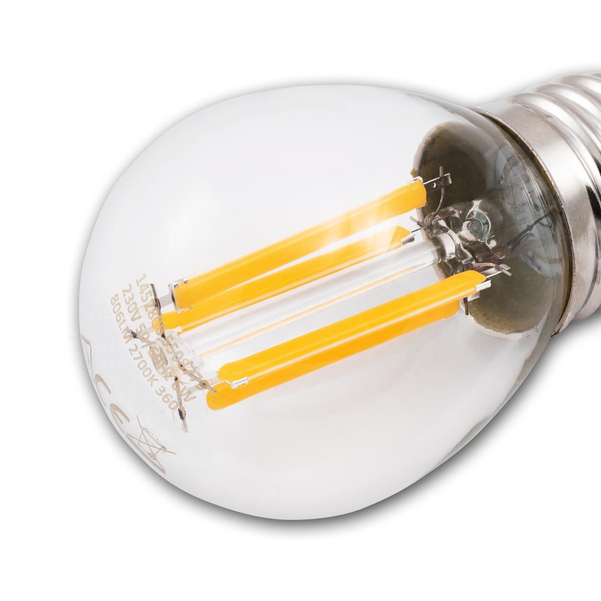 McShine LED-Leuchtmittel E27 Filament Tropfenlampe FILED 6W, 820lm, no-dimm, warmweiß