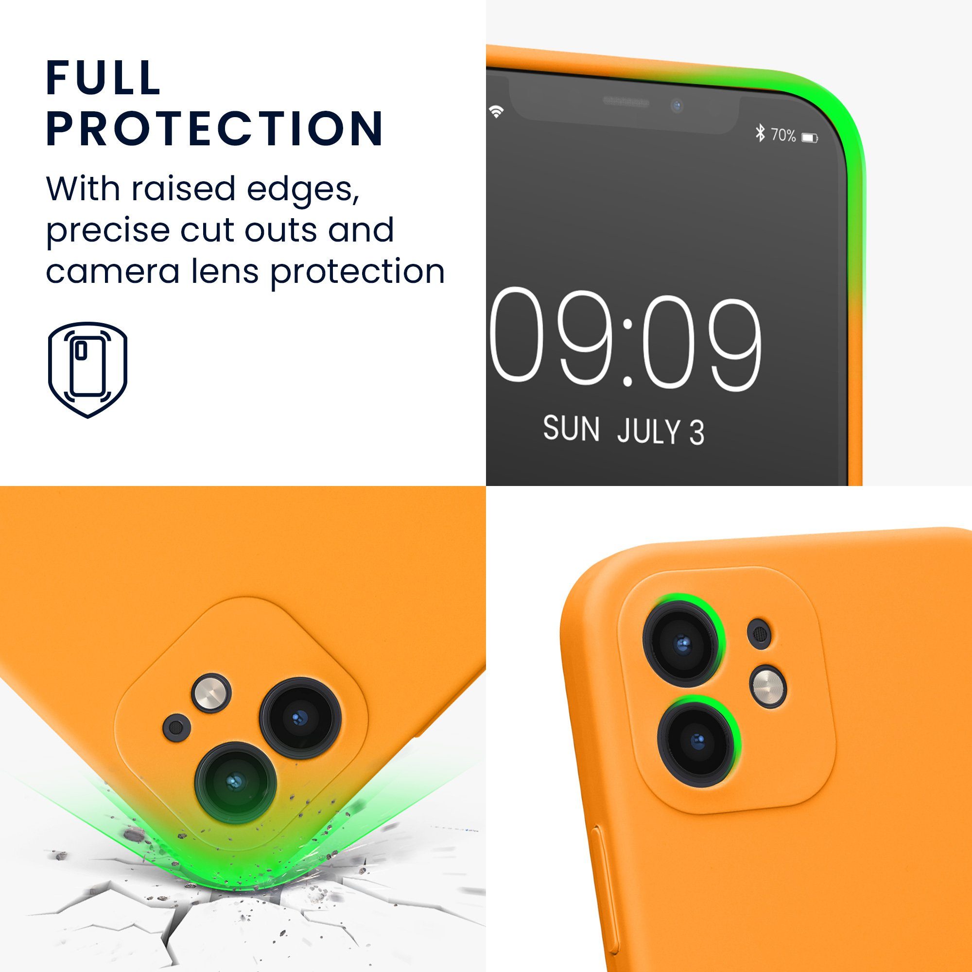 kwmobile Handyhülle Handyhülle für Apple iPhone 12 Hülle, Hülle Silikon gummiert - Handyhülle - Handy Case in Fruity Orange