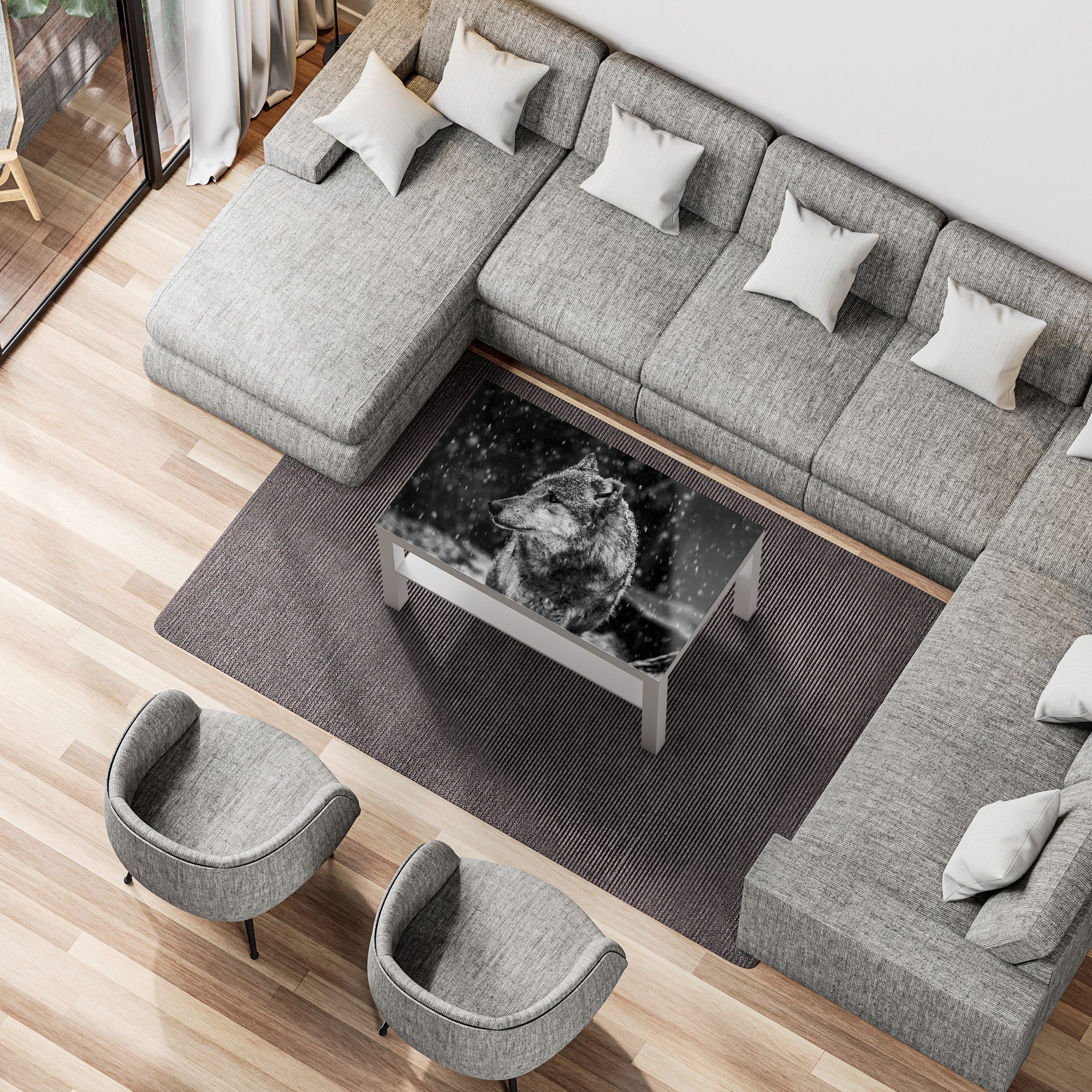 DEQORI Couchtisch 'Winterwächter', Glas Beistelltisch Glastisch modern