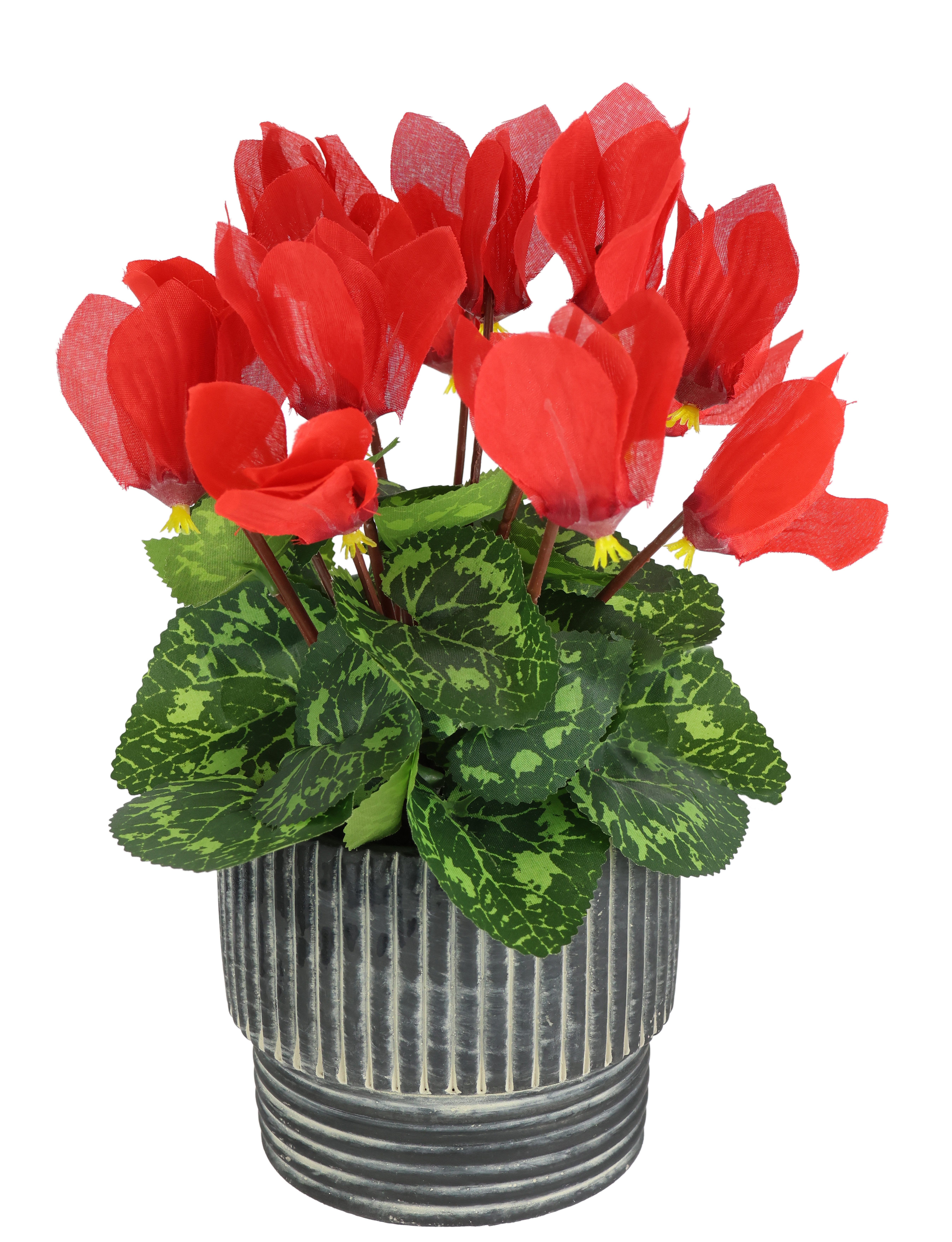 Kunstblume Künstliche Alpenveilchen im Übertopf 28cm Blume Deko Dekoblume Alpenveilchen, I.GE.A., Höhe 28 cm, Dekopflanze Kunstpflanze Pflanze Seidenblume Zimmerpflanze