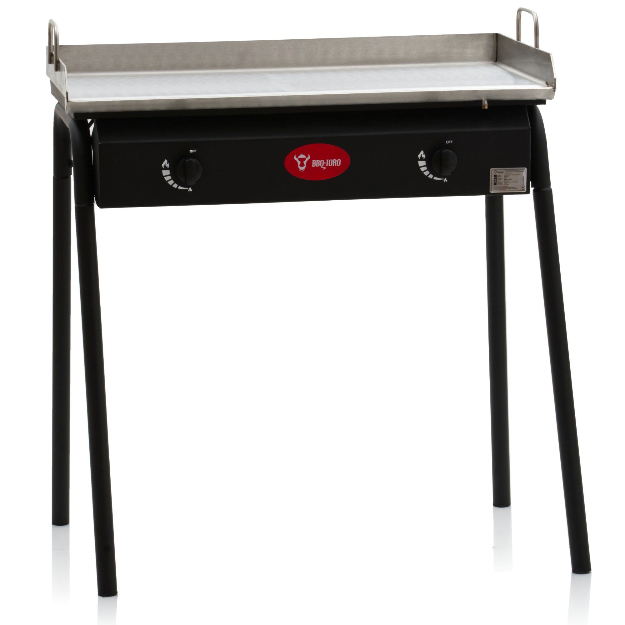 BBQ-Toro Gaskocher Gas Grilltisch und Edelstahl Grillplatte, Gusseisen Gaskocher 2 Brenne, (Set)