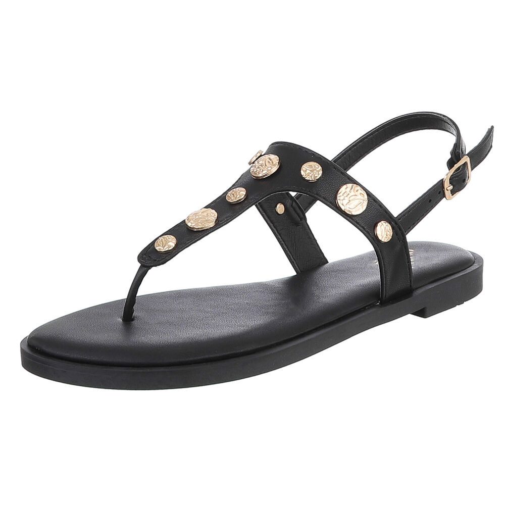 Ital-Design Elegante Sandalen mit goldenen Details für Damen Zehentrenner ( günstig online kaufen