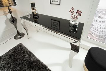 riess-ambiente Konsolentisch MODERN BAROCK 145cm schwarz, Tischplatte aus Opalglas · Edelstahl-Beine