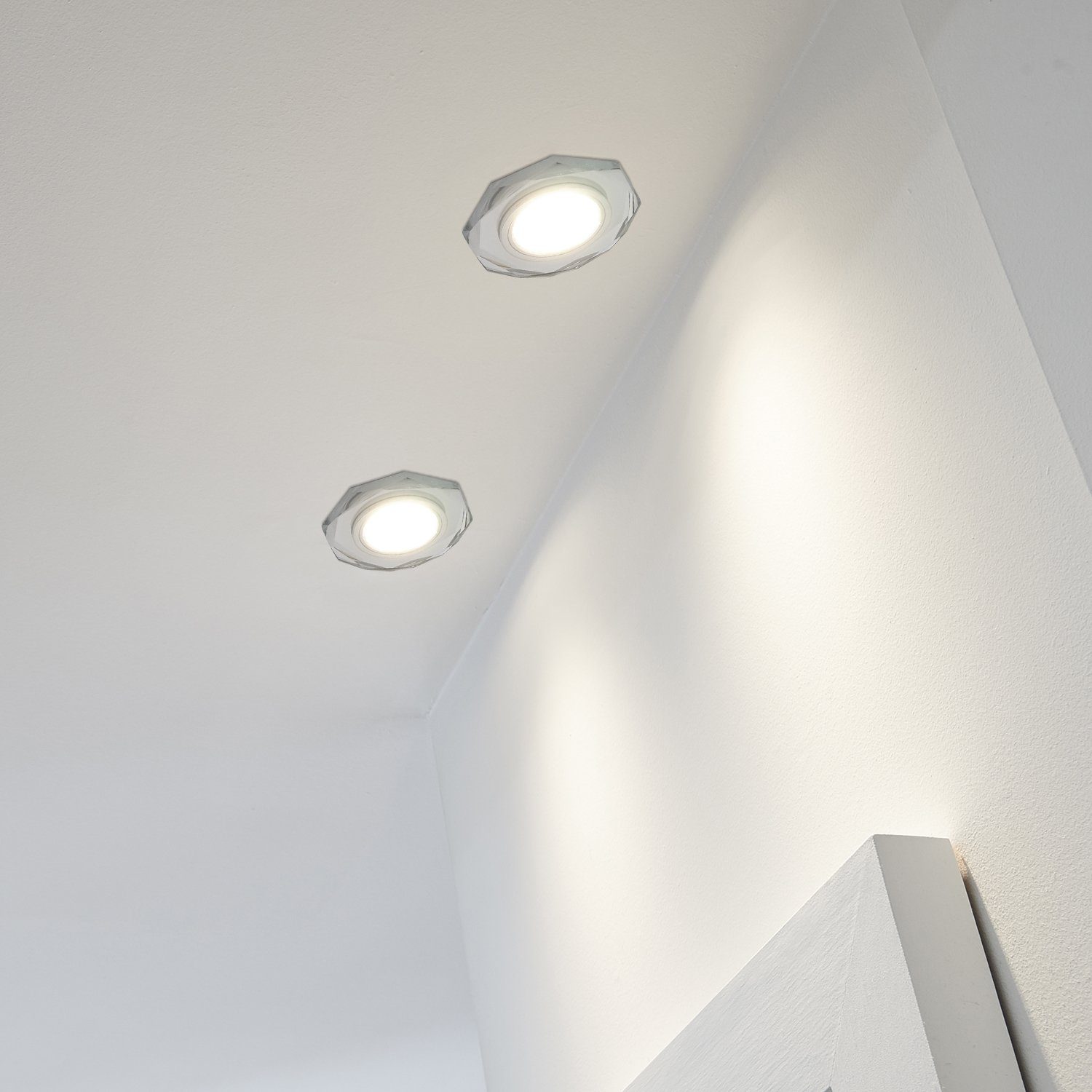 LEDANDO LED Einbaustrahler 3W LED LED 10er weiß Einbaustrahler mit LED flach in Set extra RGB von