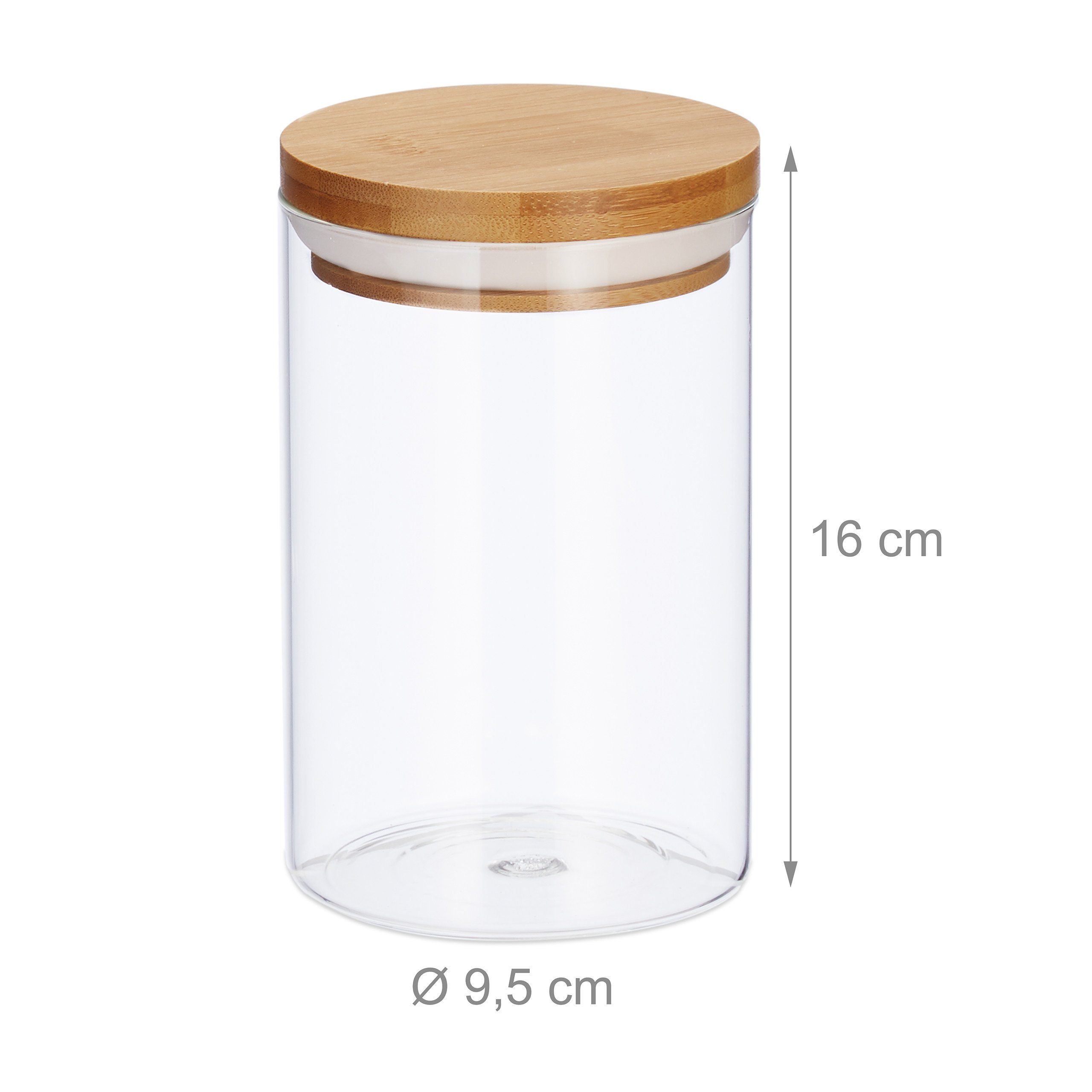 relaxdays Vorratsdose 3er Set Vorratsdosen aus Glas 800 ml, Glas, (3-tlg) – Bild 4 von 5