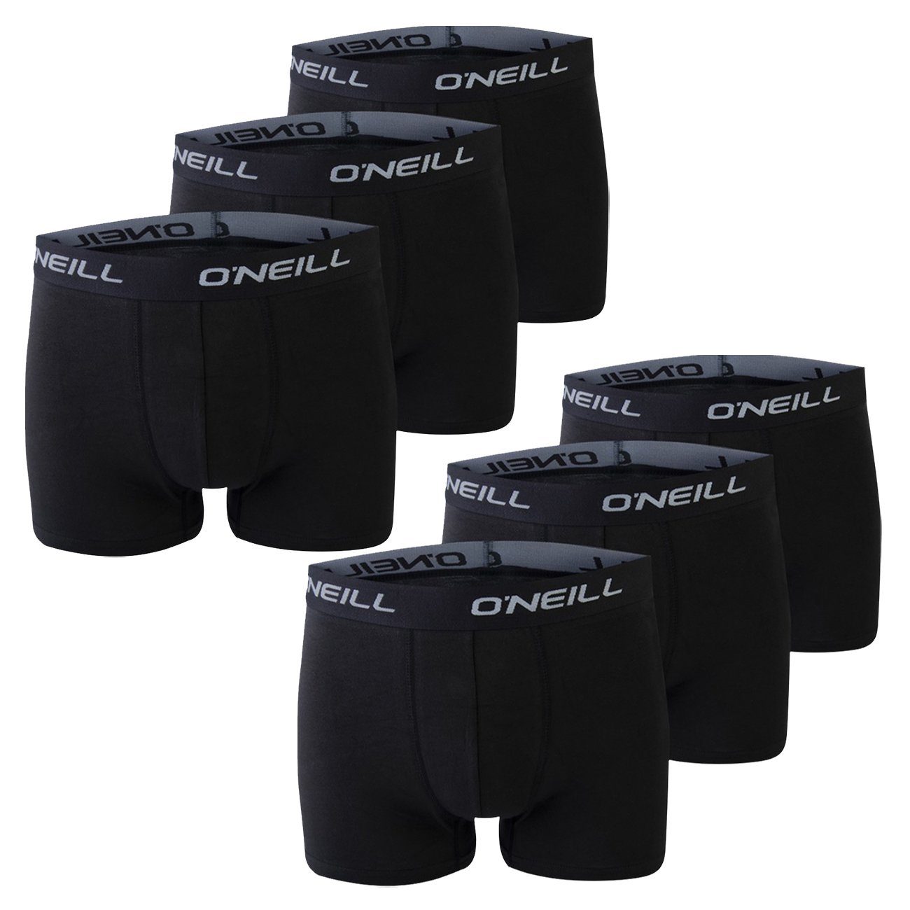 O'Neill Boxershorts Plain Topline 6er 6x Logo (6969P) Black Pack (6-St) mit Webbund