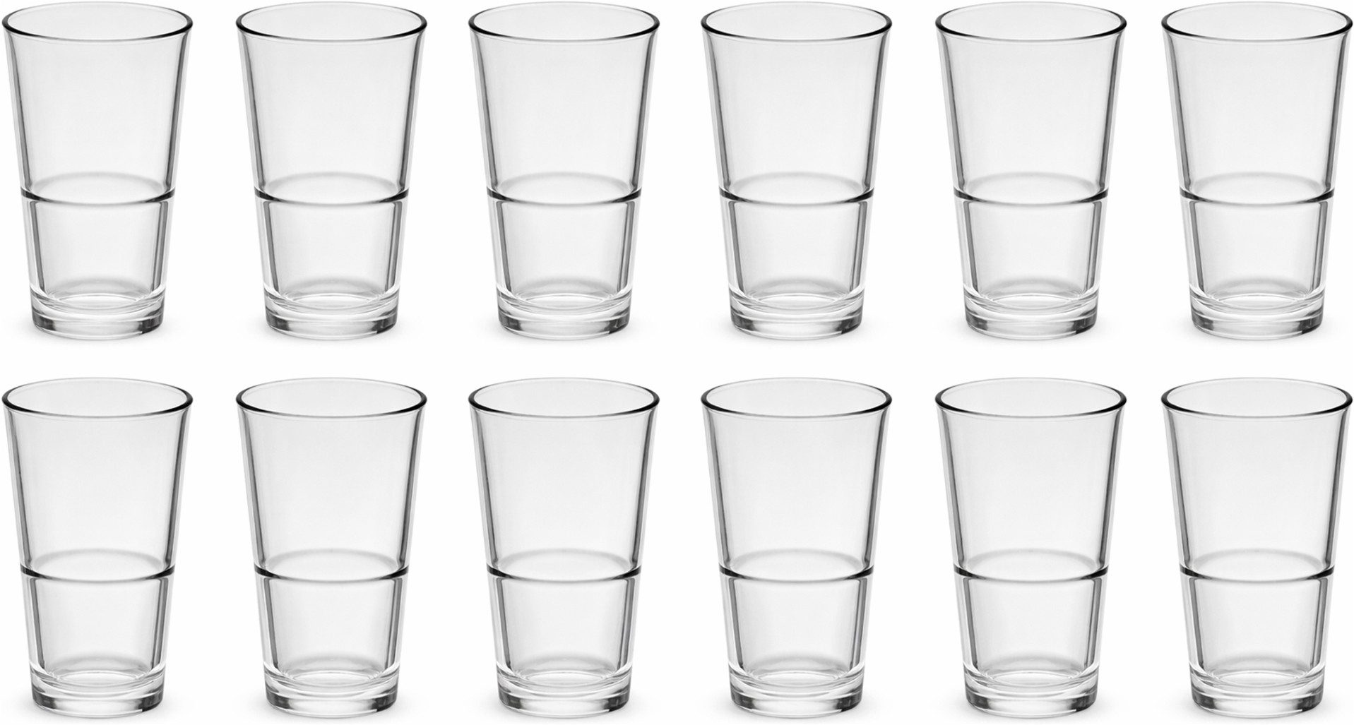 Bormioli Rocco Longdrinkglas Longdrinkbecher 370 ml Sestriere, 12 Stück, 12-tlg., Glas, stapelbar, spülmaschinengeeignet
