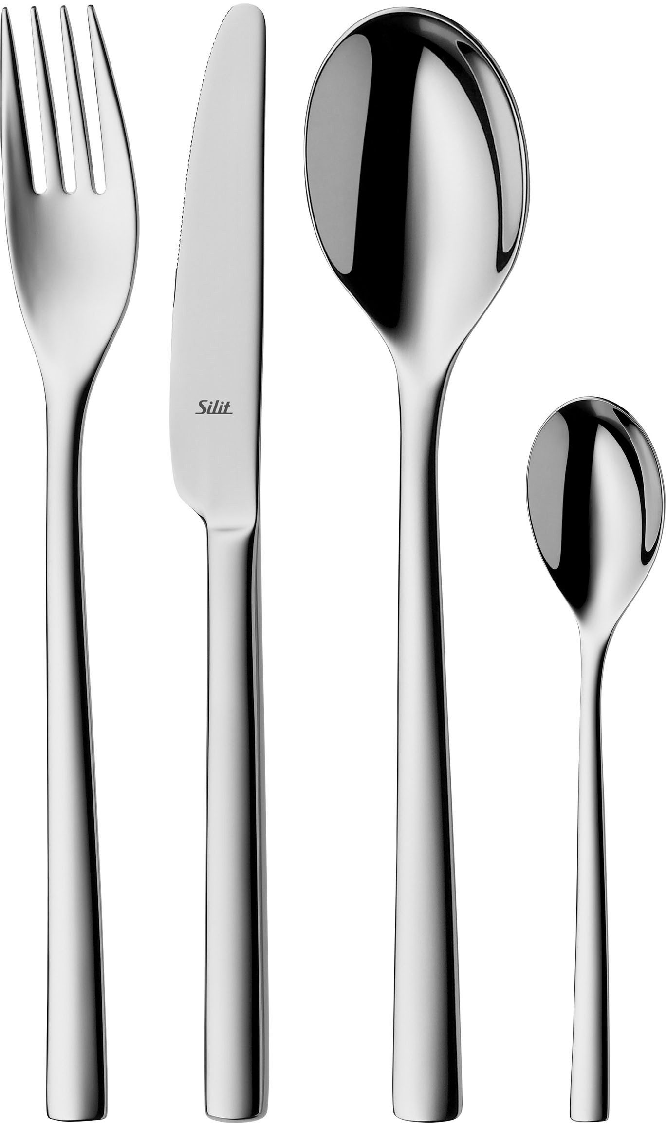 Silit Besteck-Set Trend (24-tlg), 6 Personen, Edelstahl 18/10, 24-teilig, poliert, Crominox: Edelstahl 18/10, Wellenschliff