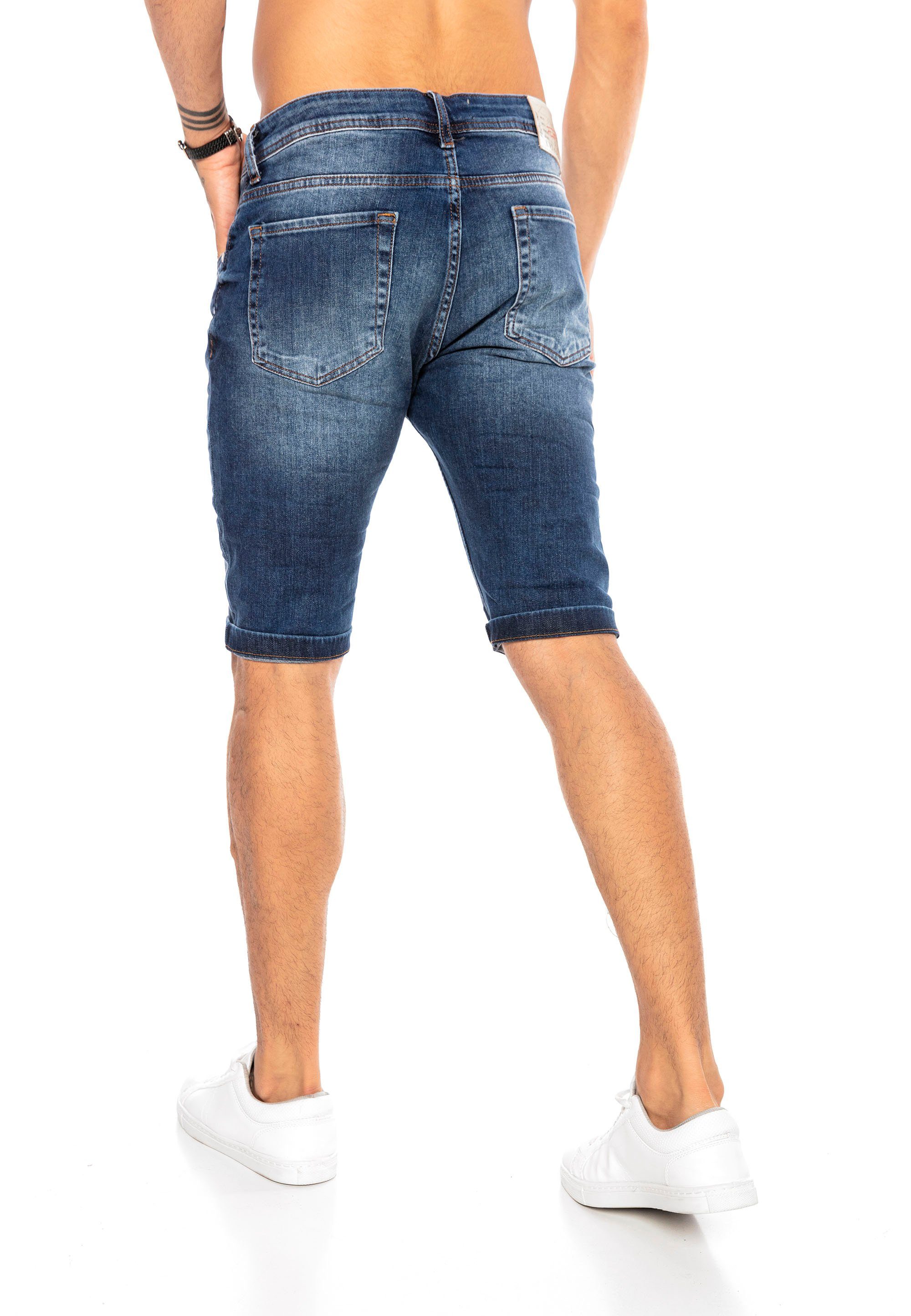 RedBridge Shorts mit trendigen Destroyed-Elementen blau