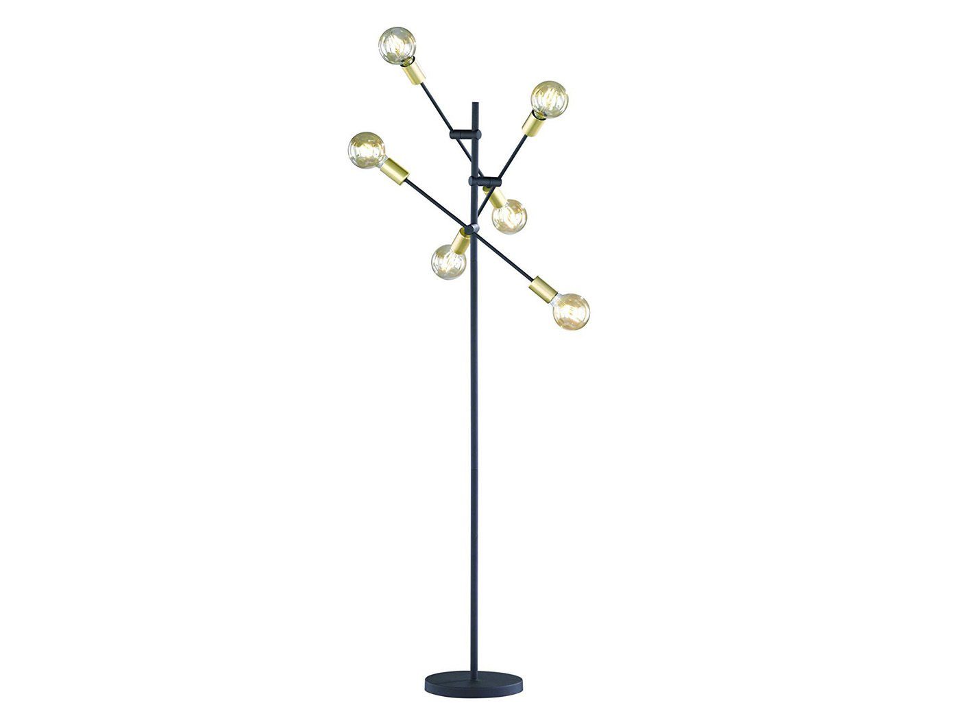 meineWunschleuchte LED Stehlampe, LED wechselbar, Warmweiß, ausgefallene moderne Designer Lampe für Ecke, Schwarz Gold Höhe 165cm