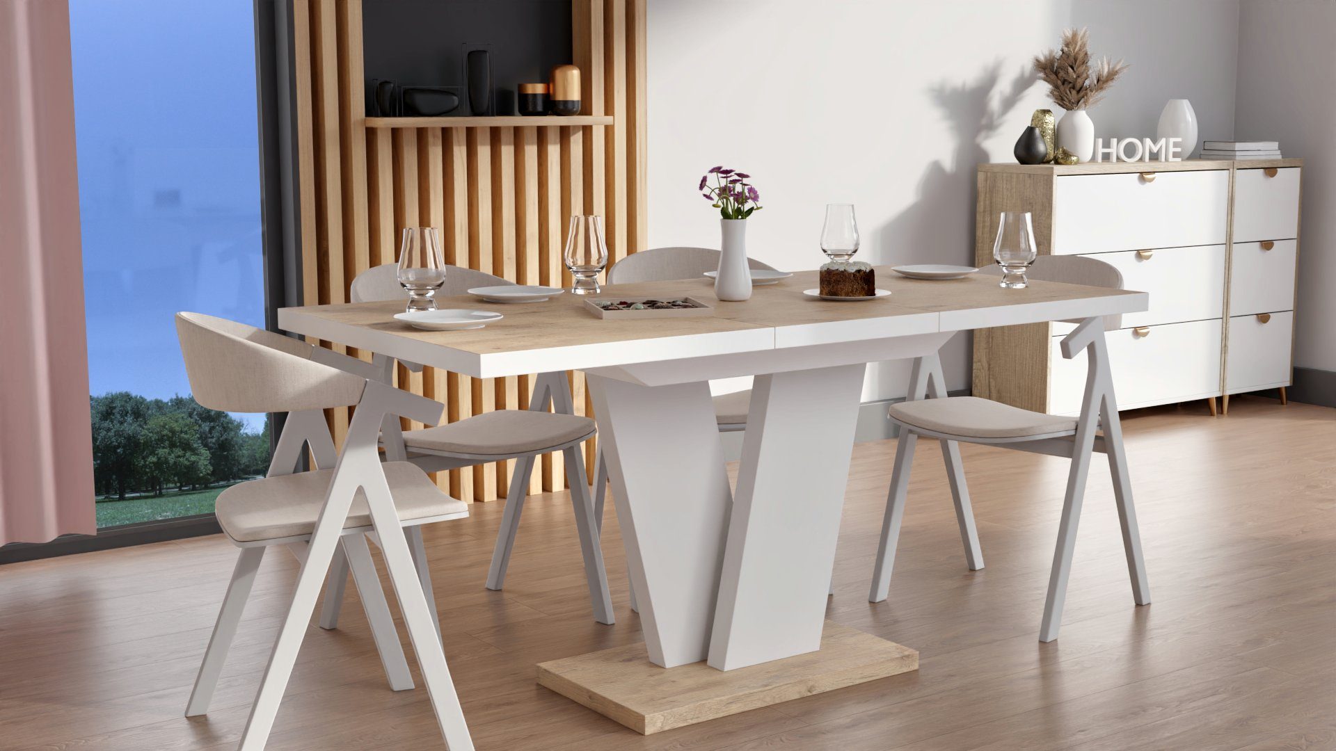 designimpex Esstisch Design Tisch MA-333 Hochglanz ausziehbar 120 bis 160 cm