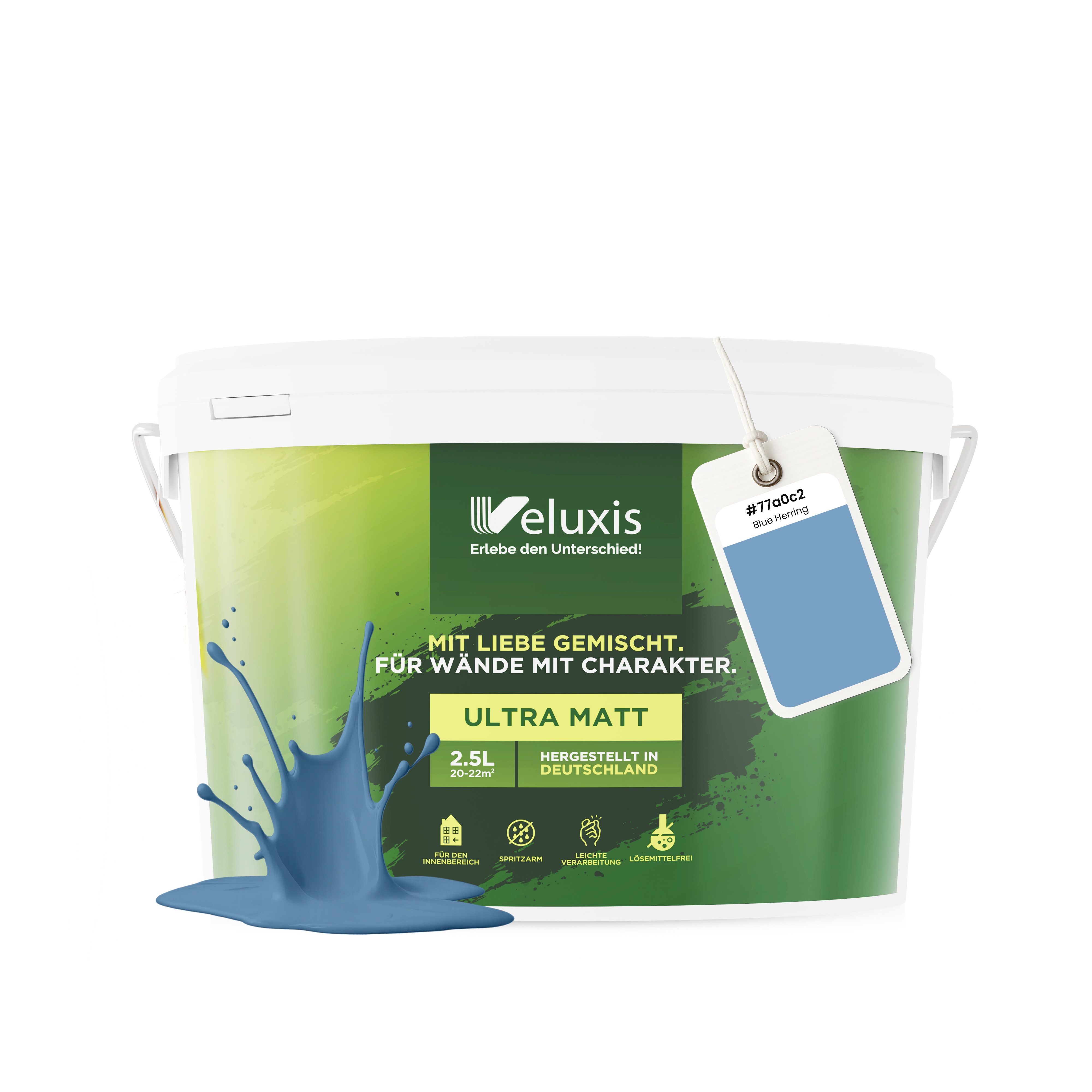 Veluxis Wandfarbe Veluxis® Wandfarbe Universal, Deckkraft-Klasse 1, Streifenfrei, tropfarm & VOC-frei