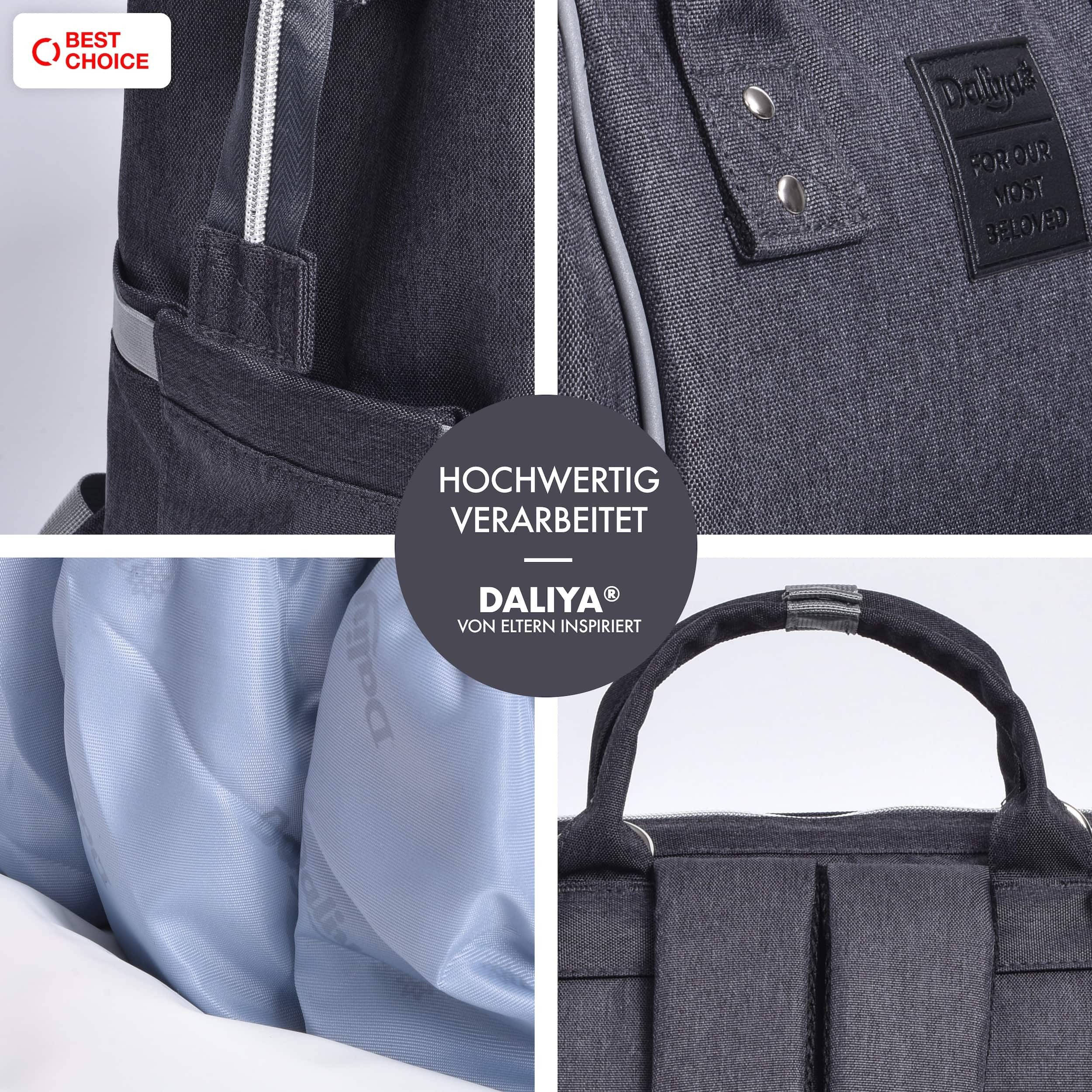 Daliya® Wickeltasche PAKMI Wickelrucksack, Kinderwagentaschen, Mamabag (Set, 5-tlg., Befestigungsriemen), Thermofächer, Schnuller Aufbewahrung, Wickelunterlage, hochwertig