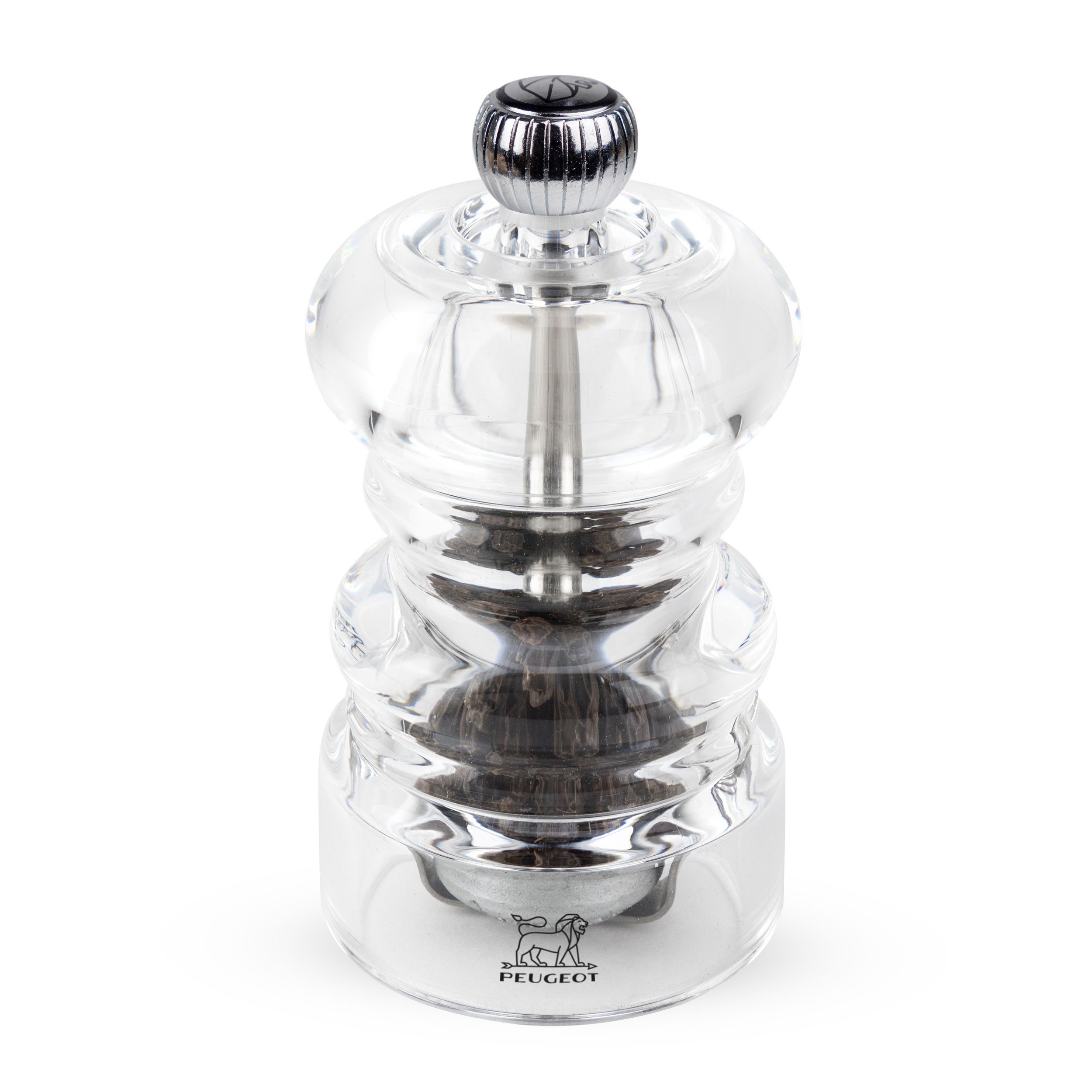 PEUGEOT Pfeffermühle NANCY 9cm Acryl Transparent Stahlmahlwerk Gewürzm Manuell Manuell