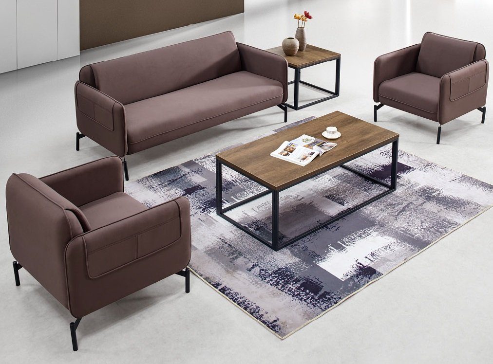 JVmoebel Sofa Couch Sitzer Polstergarnitur Made Braune Couchen, Garnitur Designer in 3+1+1 Europe
