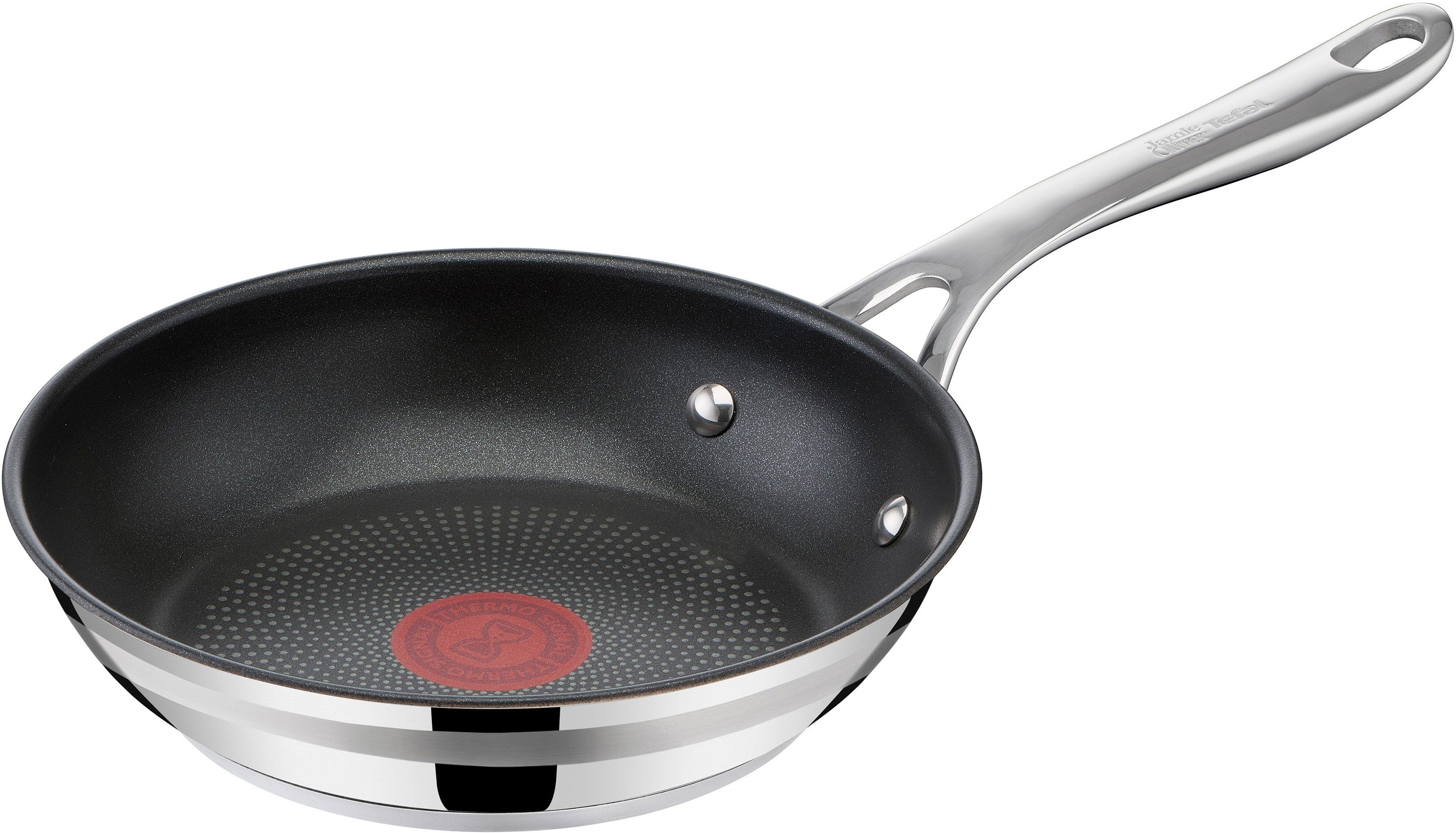 Tefal Bratpfanne Jamie Oliver Cook Smart, Pfanne Induktion mit Antihaftversiegelung, Edelstahl, Thermo-Signal bei idealer Bratttemperatur, für alle Herdarten geeignet
