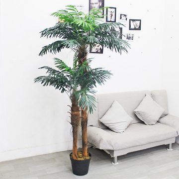 Kunstpalme Palmenbaum Kokos Palme Kunstpflanze Künstliche Pflanze Echtholz 170 cm, Decovego