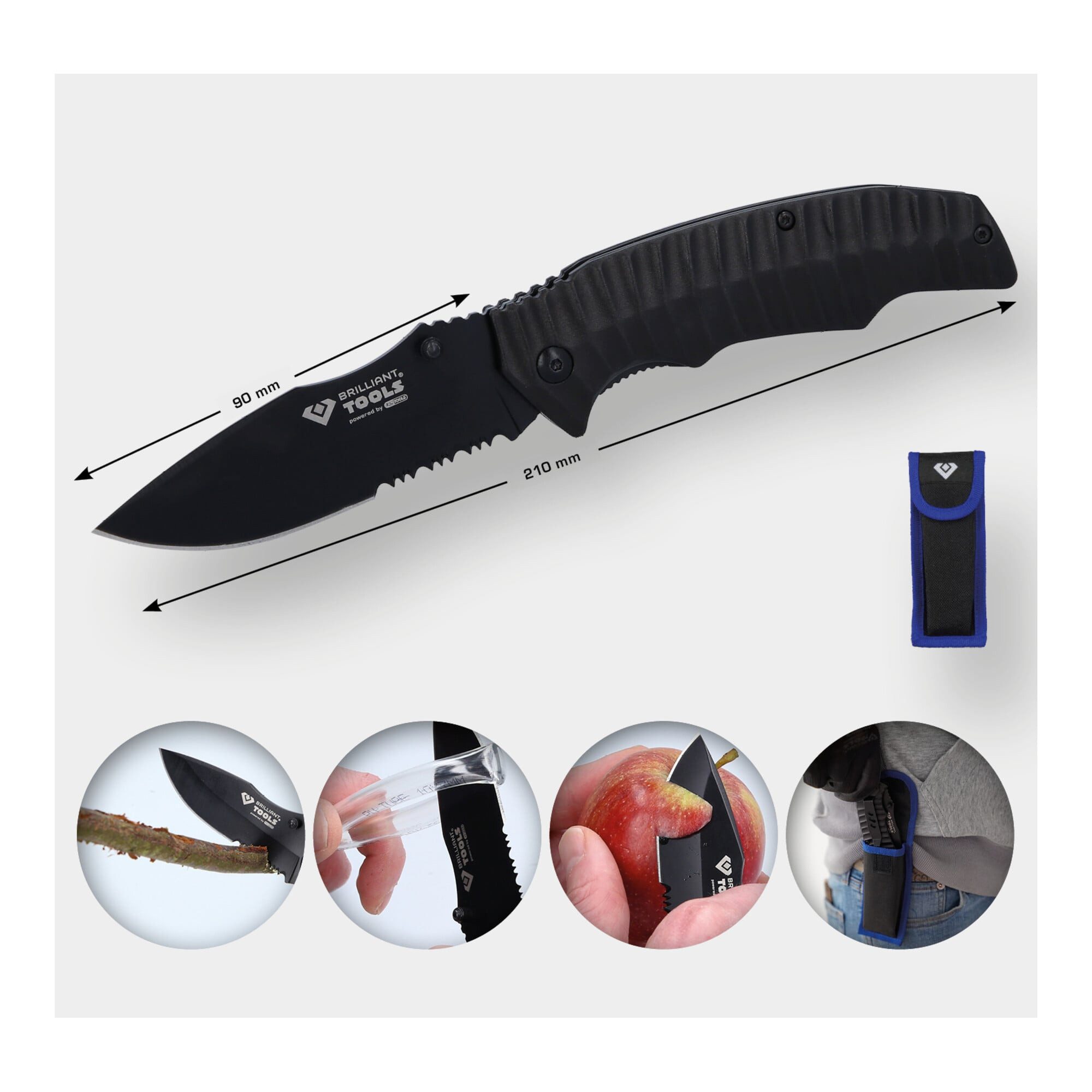 Brilliant Tools Elektriker-Klappmesser Brilliant Tools Klappmesser mit Arretierung und Tasche