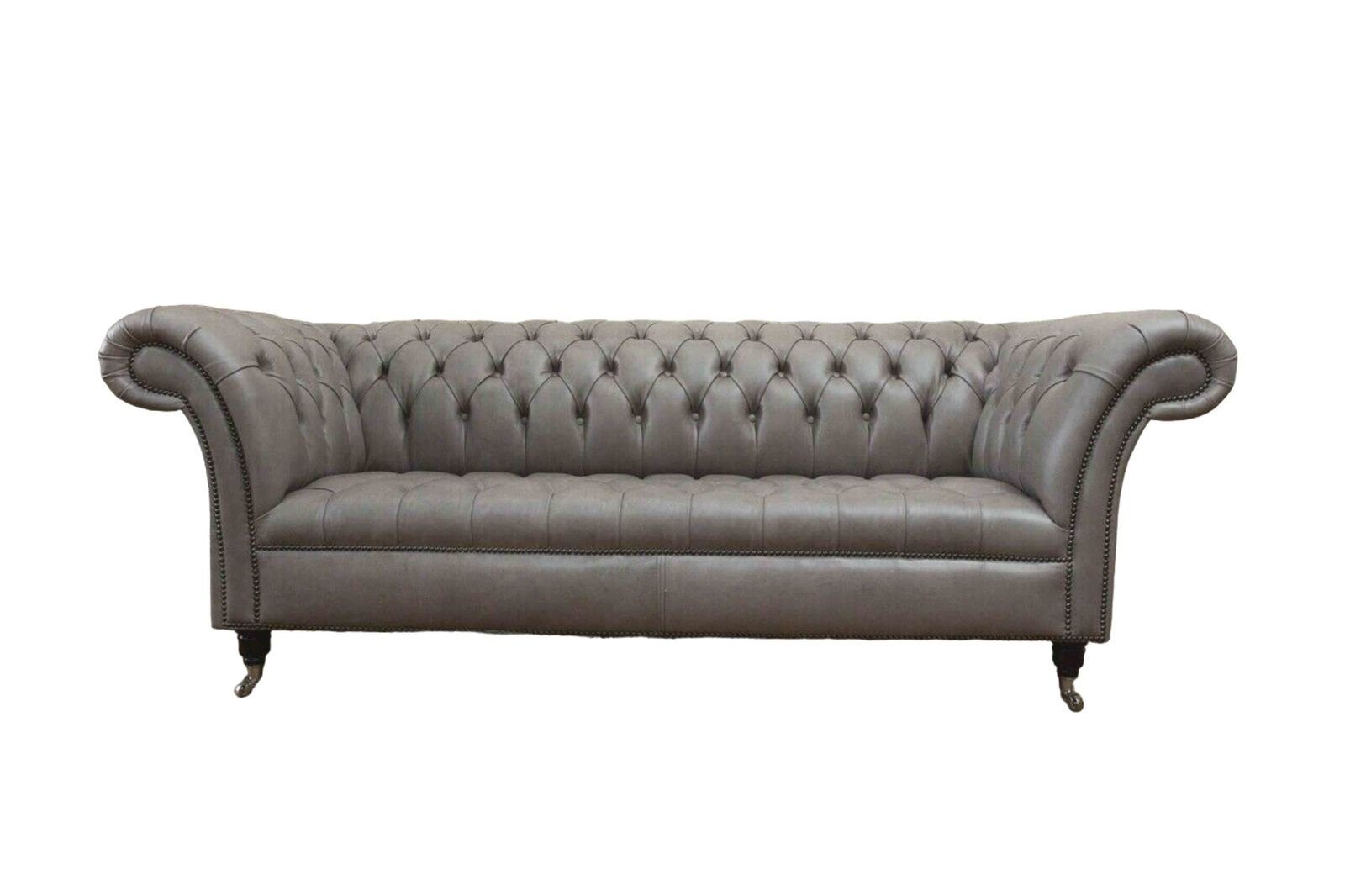 JVmoebel Sofa Graue Chesterfield englisch klassischer Stil Sofa Couch 3 Sitz Polster, Made In Europe