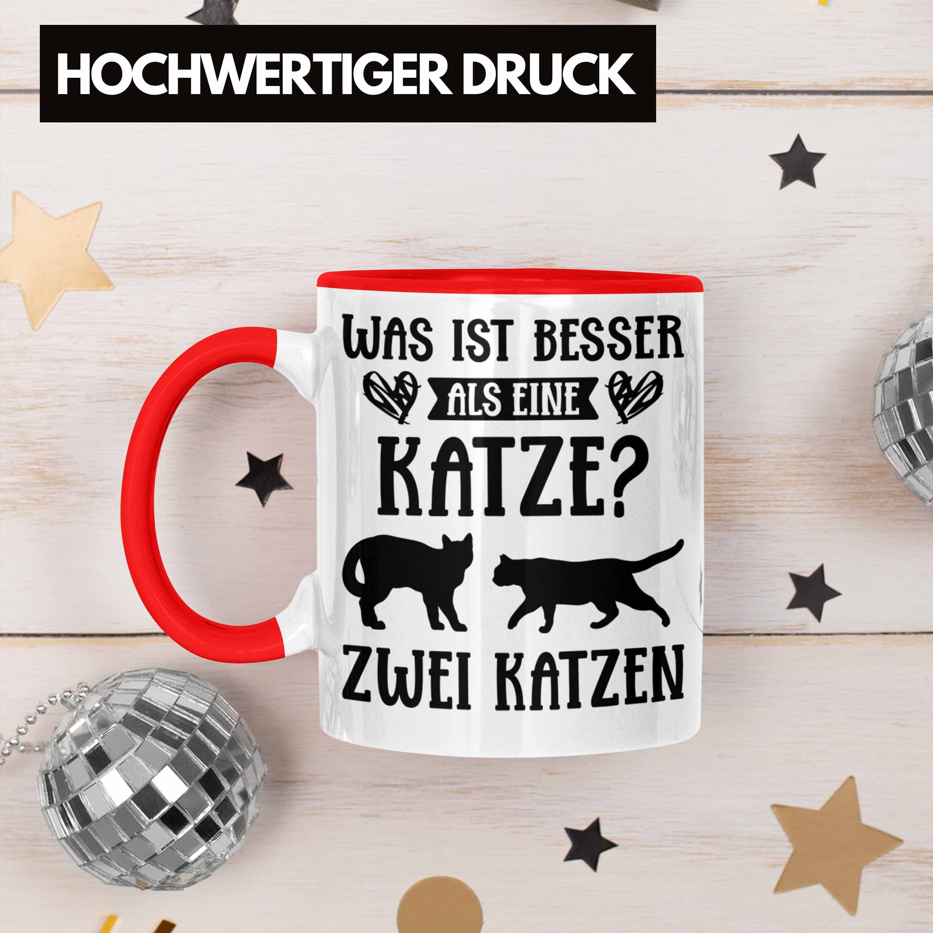 Katzenliebhaber Spruch Kaffeebecher Tasse Katze Trendation - Tasse Geschenke Lustig Trendation Kaffeetasse Cat Geschenk Katzen Rot Grafik