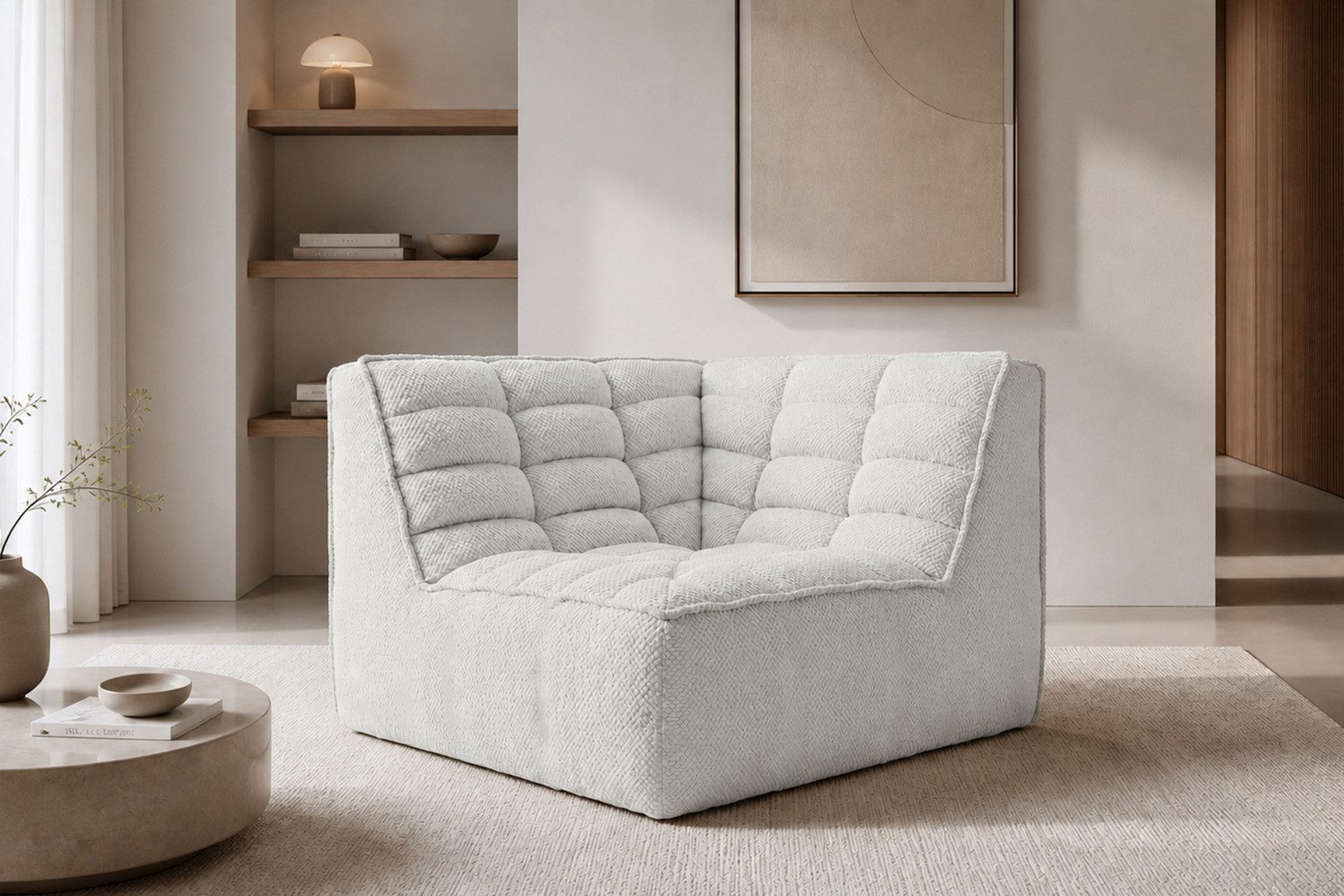 Kaiser Möbel Sofa-Eckelement Eckmodul aus POP-Plüschstoff, LAZY, modulares Eckelement, kombinierbar mit weiteren LAZY-Modulen