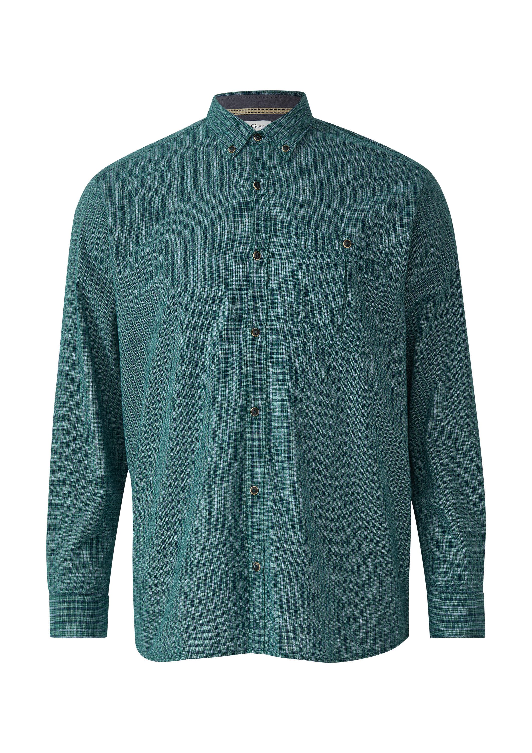 s.Oliver Langarmhemd Hemd Regular Fit: Gewaschenes Hemd mit Karomuster günstig online kaufen
