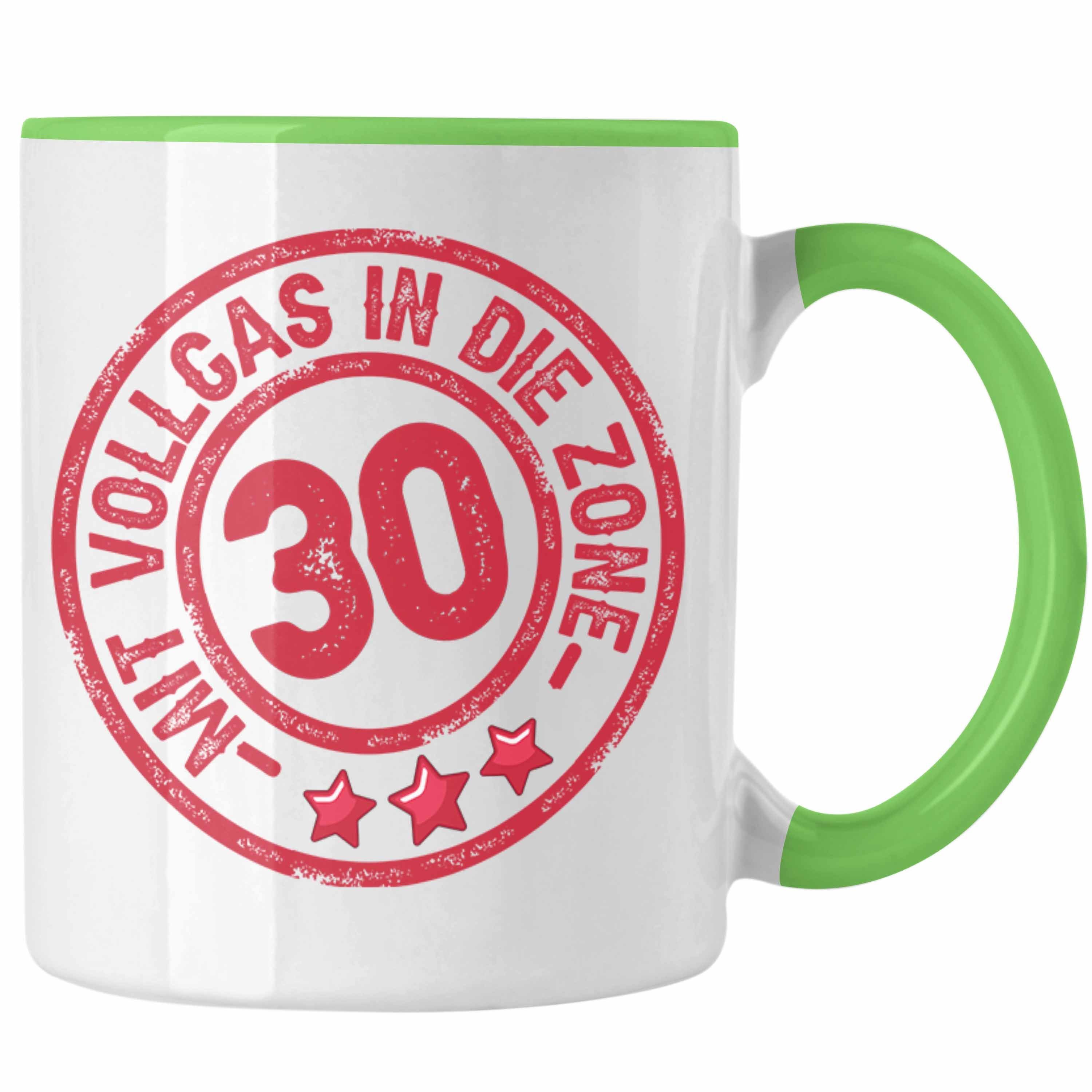 Trendation Tasse 30er Geburtstag Tasse Geschenk Kaffee-Becher Mit Vollgas In Die 30 Zon Grün