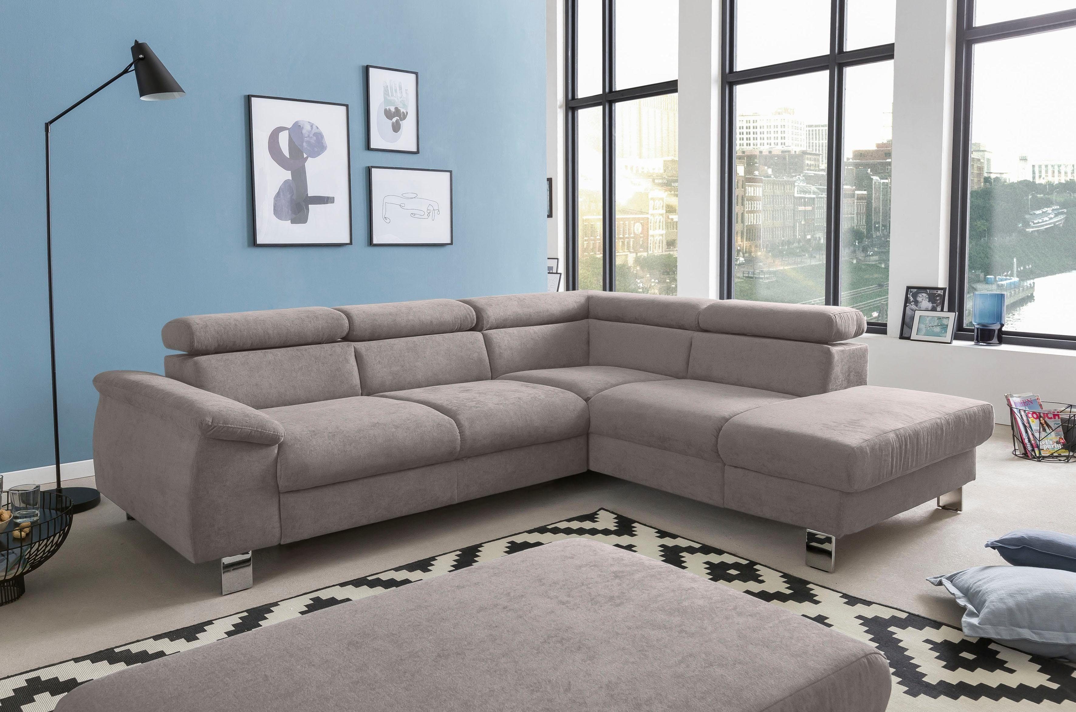 COTTA Ecksofa Komaris L-Form, B: 249 cm, mit Kopfteilverstellung, optional Bettfunktion, Bettkasten & Licht