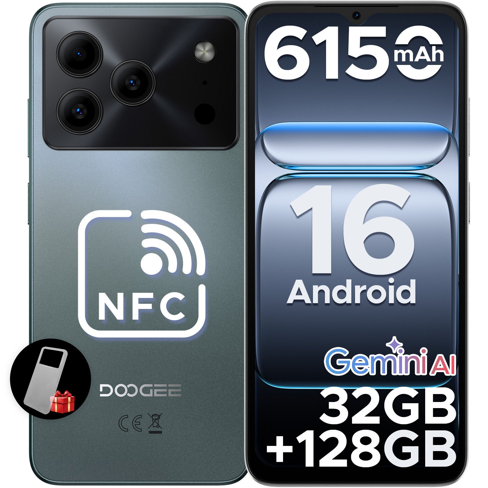 DOOGEE NOTE 56 Pro 6.56" Handy Android 128GB 6150mAh 13MP+90Hz ohne vertrag Smartphone (16,6 cm/6.56 Zoll, 128 GB Speicherplatz, 13 MP Kamera, 4GB+128GB,13+8MP,WIF 5G Android Handy ohne vertrag smartphone)