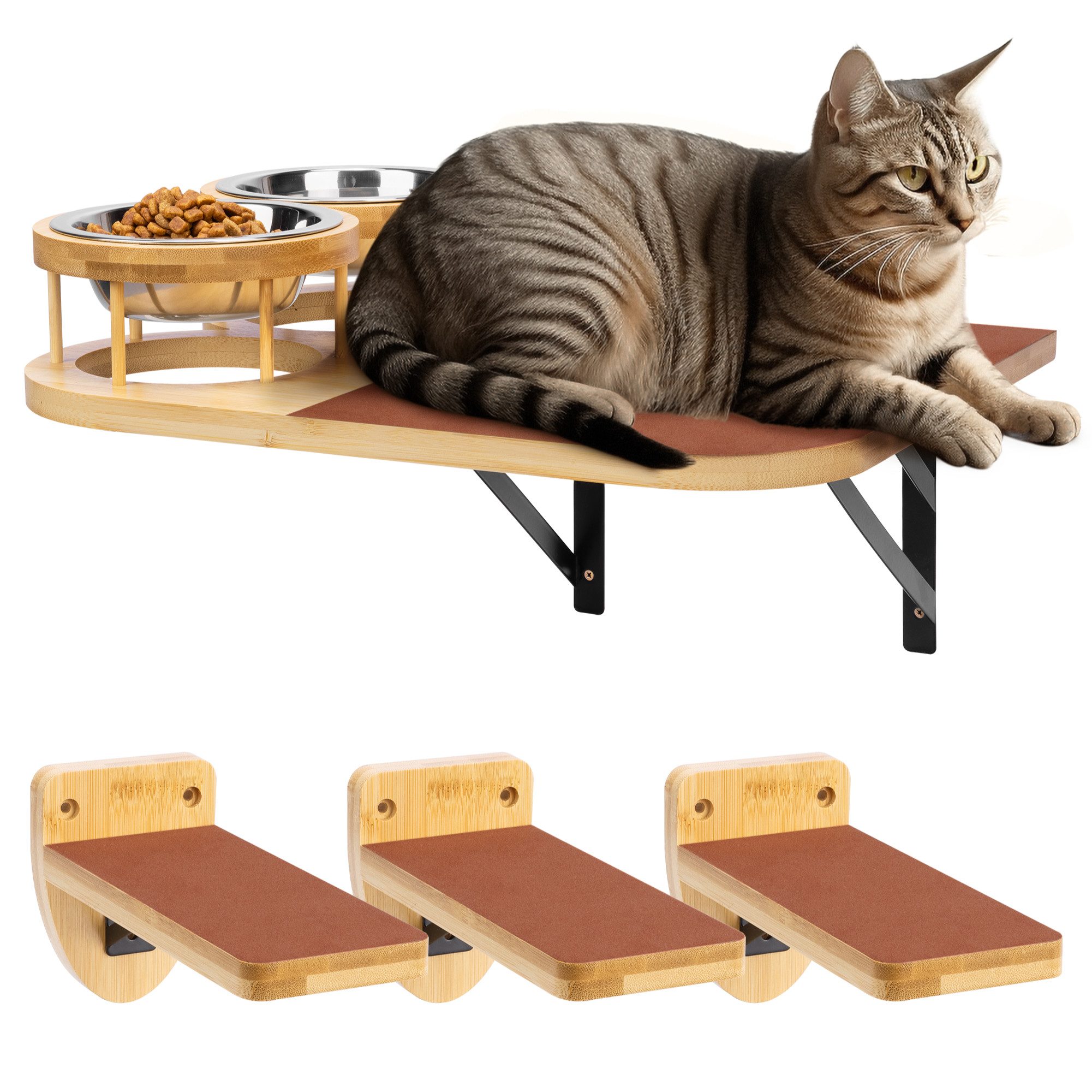 Napf Futterstation für Katzen - Futternapf Katze - Wandmontiert