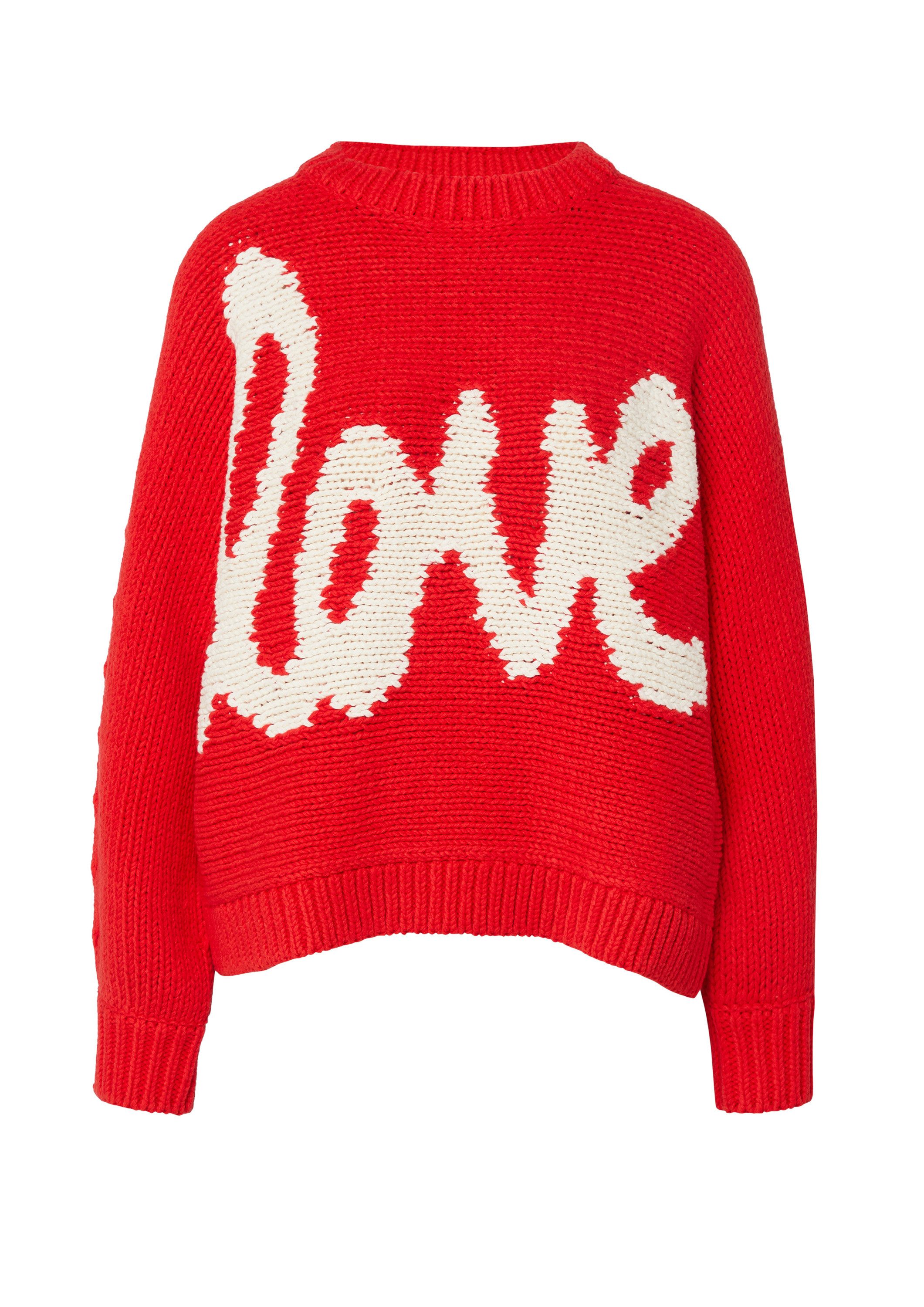 comma Longpullover Strickpullover Oversize-Strickpullover mit Artwork günstig online kaufen