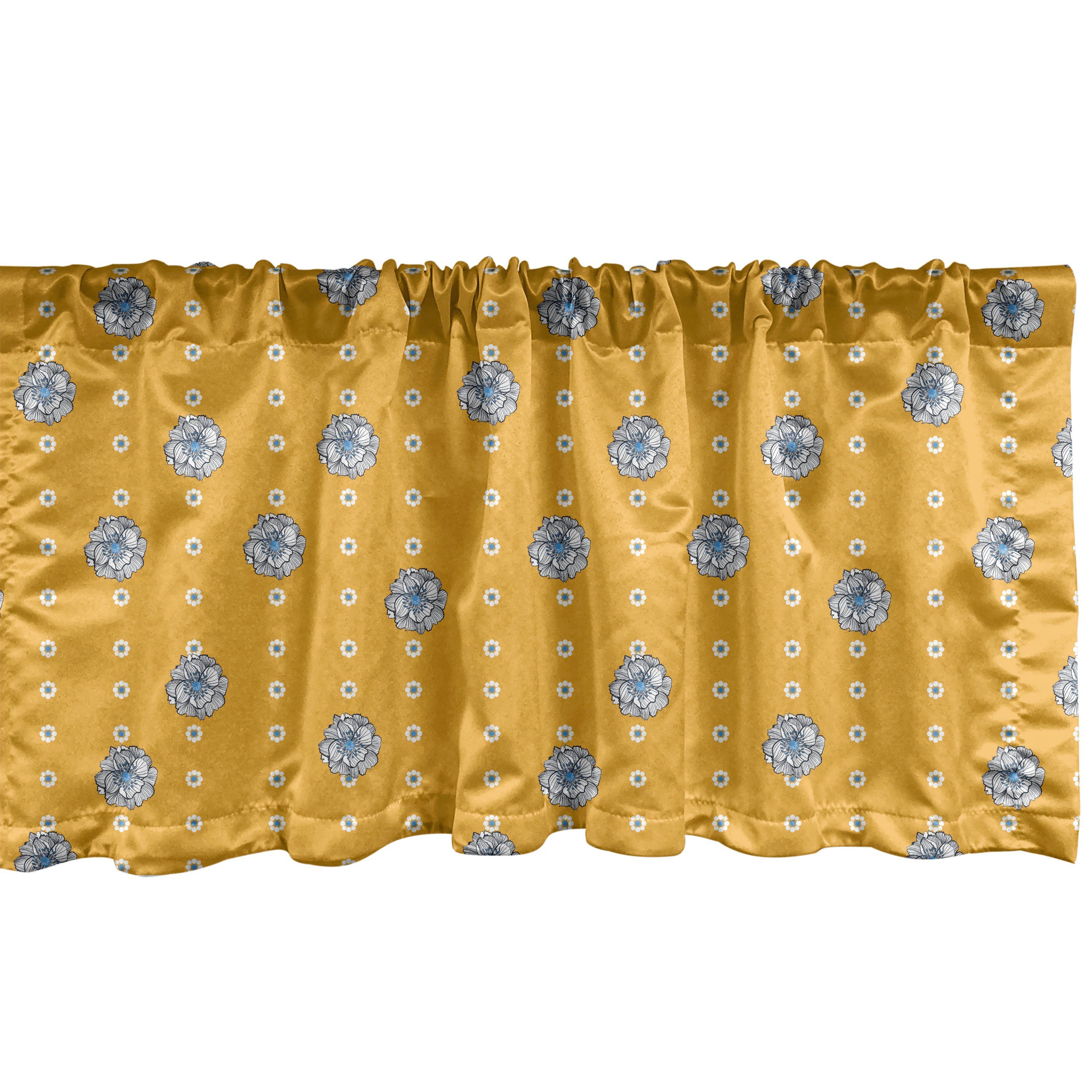 Scheibengardine Vorhang Volant für Küche Schlafzimmer Dekor mit Stangentasche, Abakuhaus, Microfaser, Blumen Rhythmische Geometrische Blumen