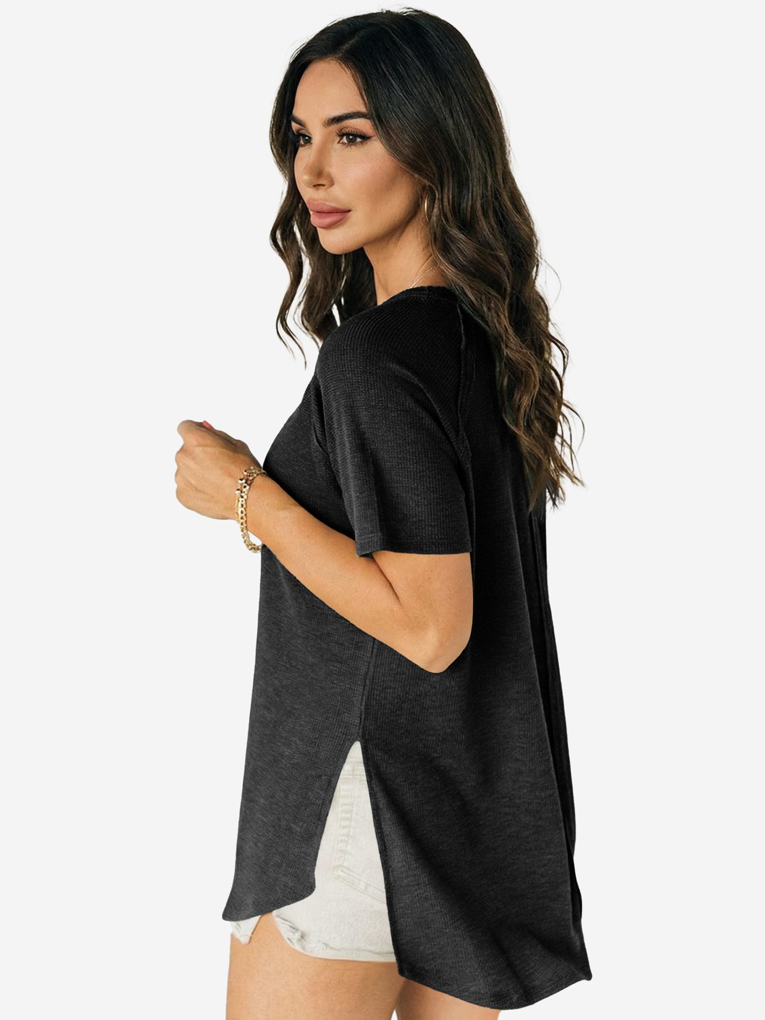 Imily Bela T-Shirt Damen Rundhals Freizeit Oberteil (Packung, 1-tlg., 1per- günstig online kaufen